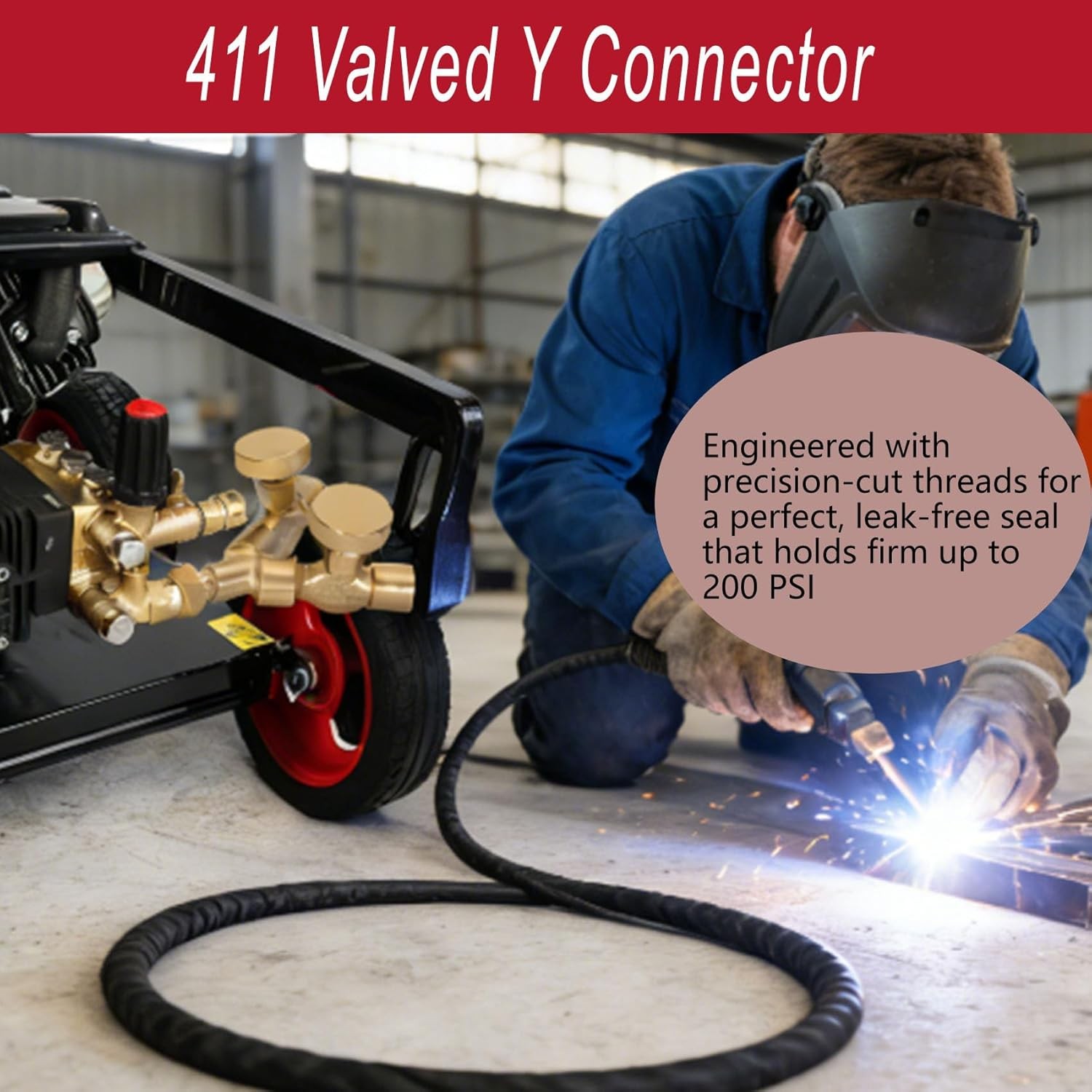 Argon Y Connector Valved Inert Gas Welding Fitting 411 Y Piece Adapter