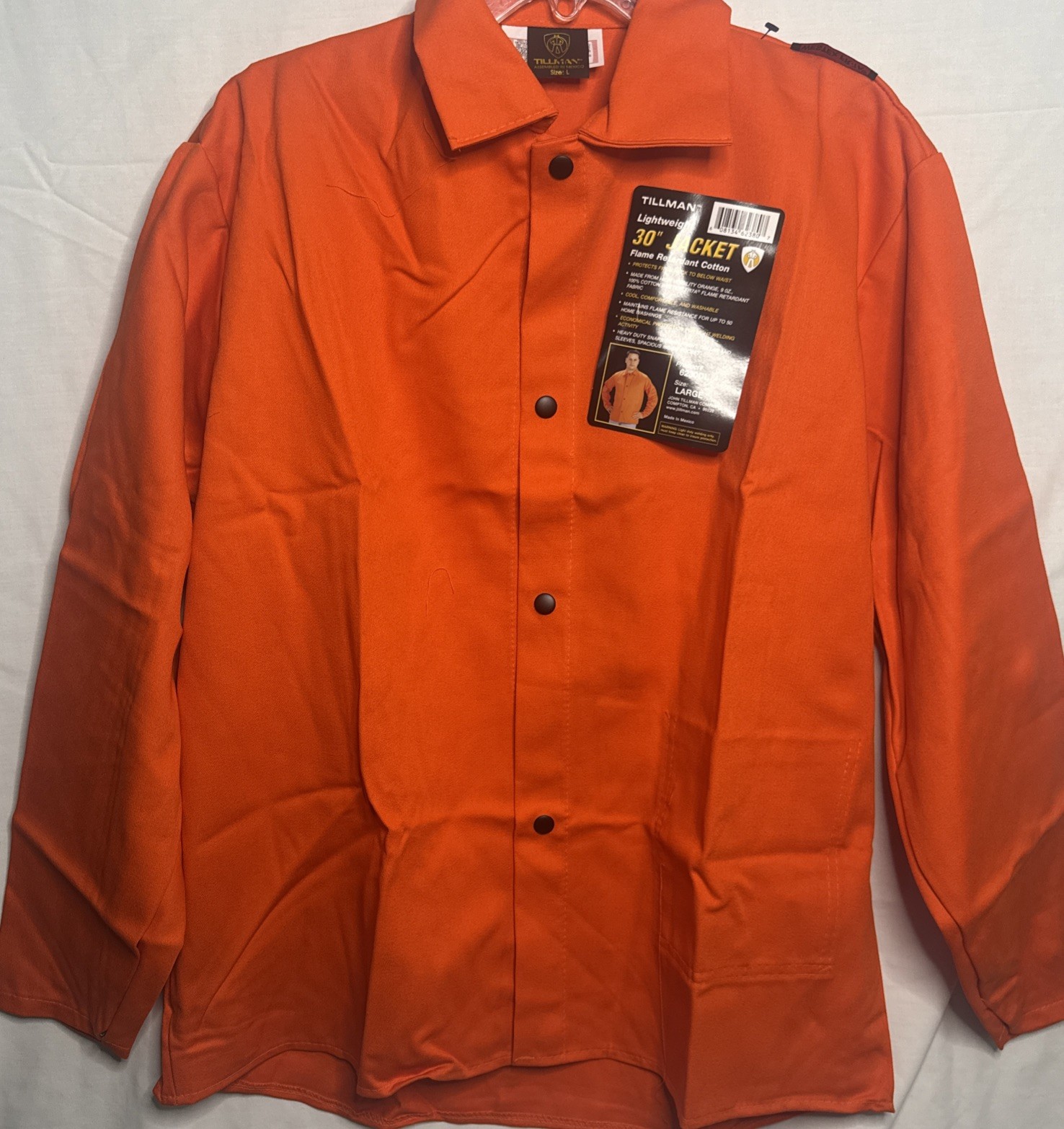 Tillman Lightweight 6230DL High Vis Orange Flame Retardant Cotton Jacket Large