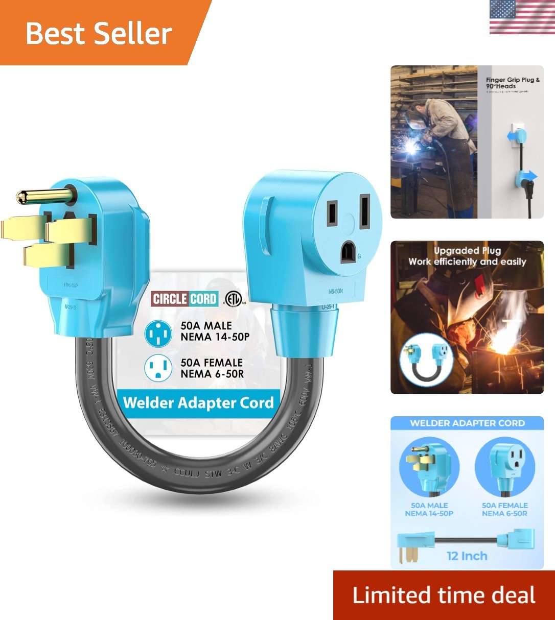 Professional Welder Power Adapter – NEMA 14-50P to 6-50R, 50 Amp & 12500 Watts