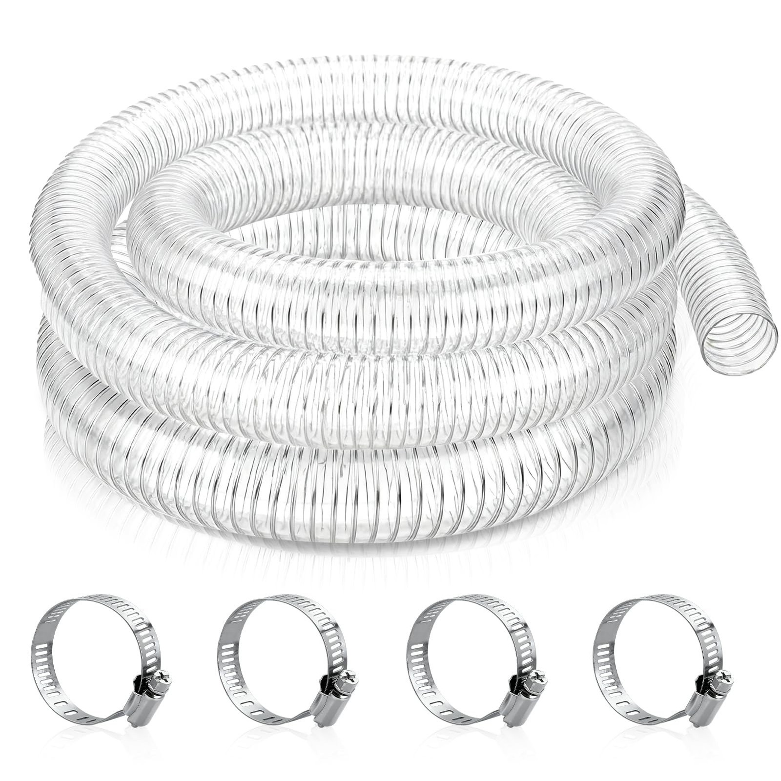 1-1/2″ ID x 5ft Heavy Duty Clear PVC Hose, Wire Reinforced Flexible Suction &…