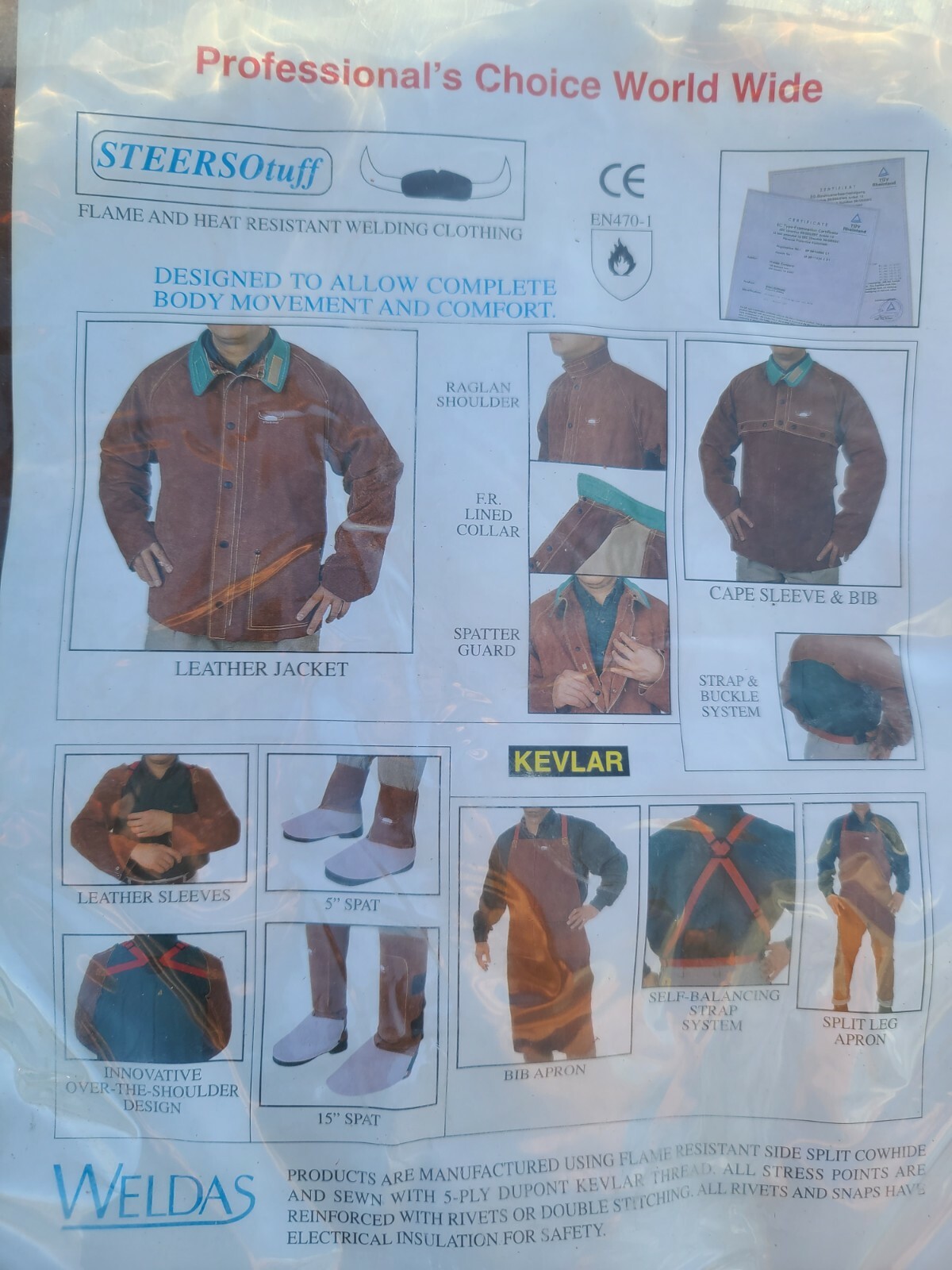 Weldas STEERSOtuff Split Cowhide Welding Cape Sleeve Jacket 3X-Large XXXL NEW