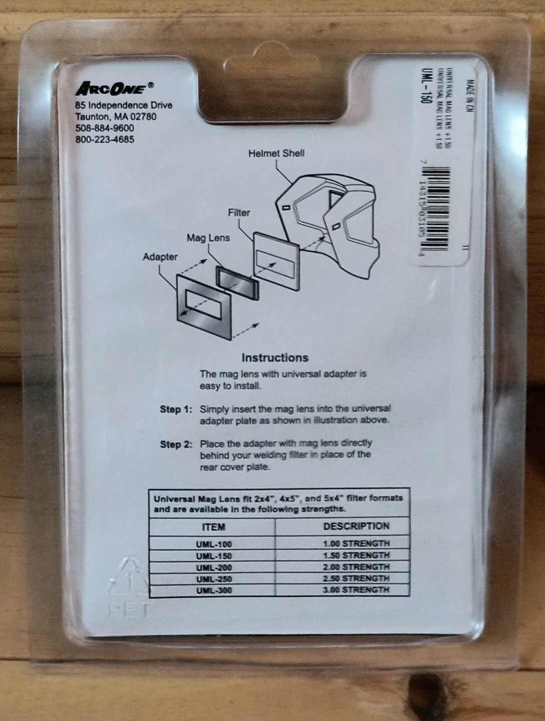 ArcOne Welders Magnifying Lens With Universal Adapter +1.50