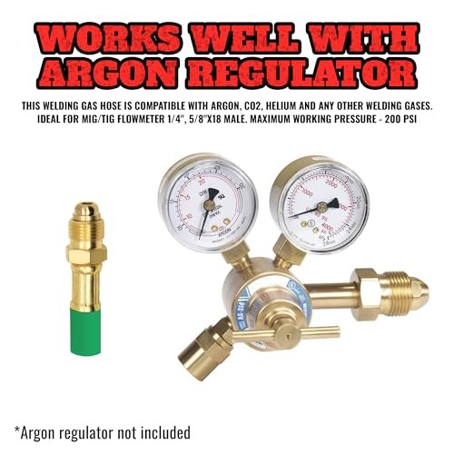100 FT Argon Gas Hose, Inert Gas Welding Hoses for MIG/TIG Welding 100.0 Feet