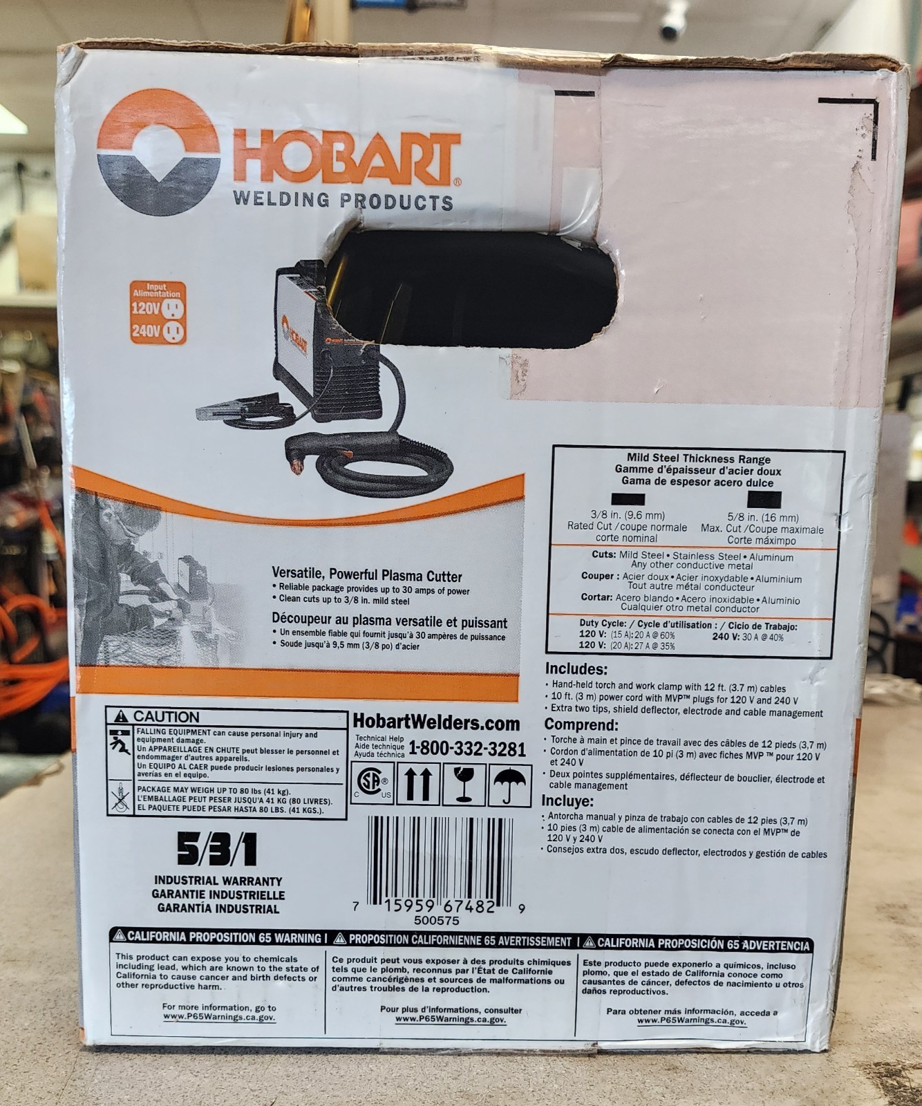 New!! Hobart AirForce 27i Plasma Cutter W/ Multi-Voltage Plug Inverter 120V/240V