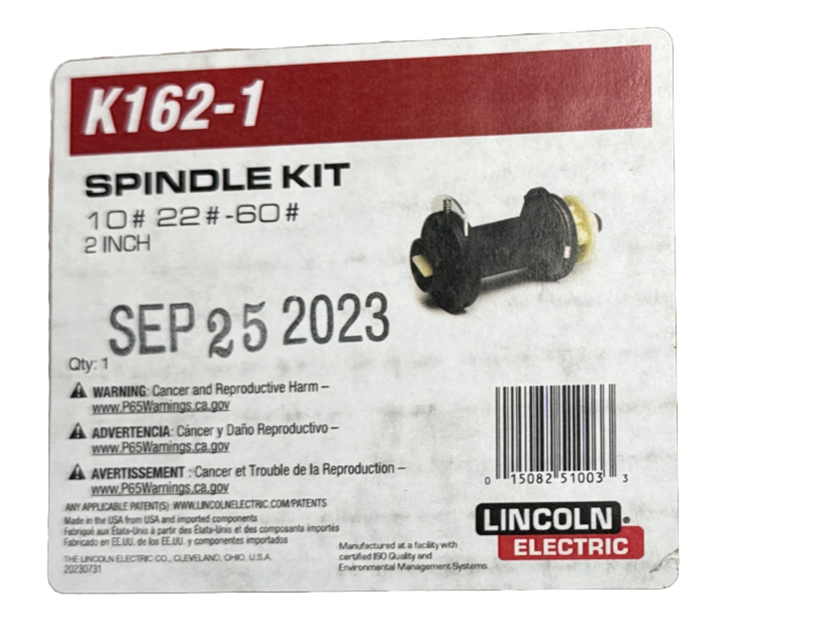 LINCOLN ELECTRIC K162-1 SPINDLE KIT 2 INCH. Free Shipping
