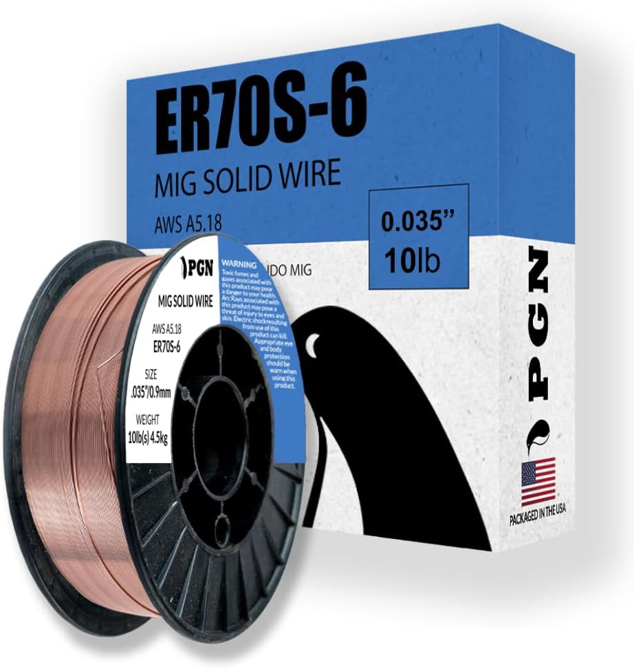 PGN Solid MIG Welding Wire – ER70S-6 .035 Inch – 10 Pound Spool – Mild Steel MIG