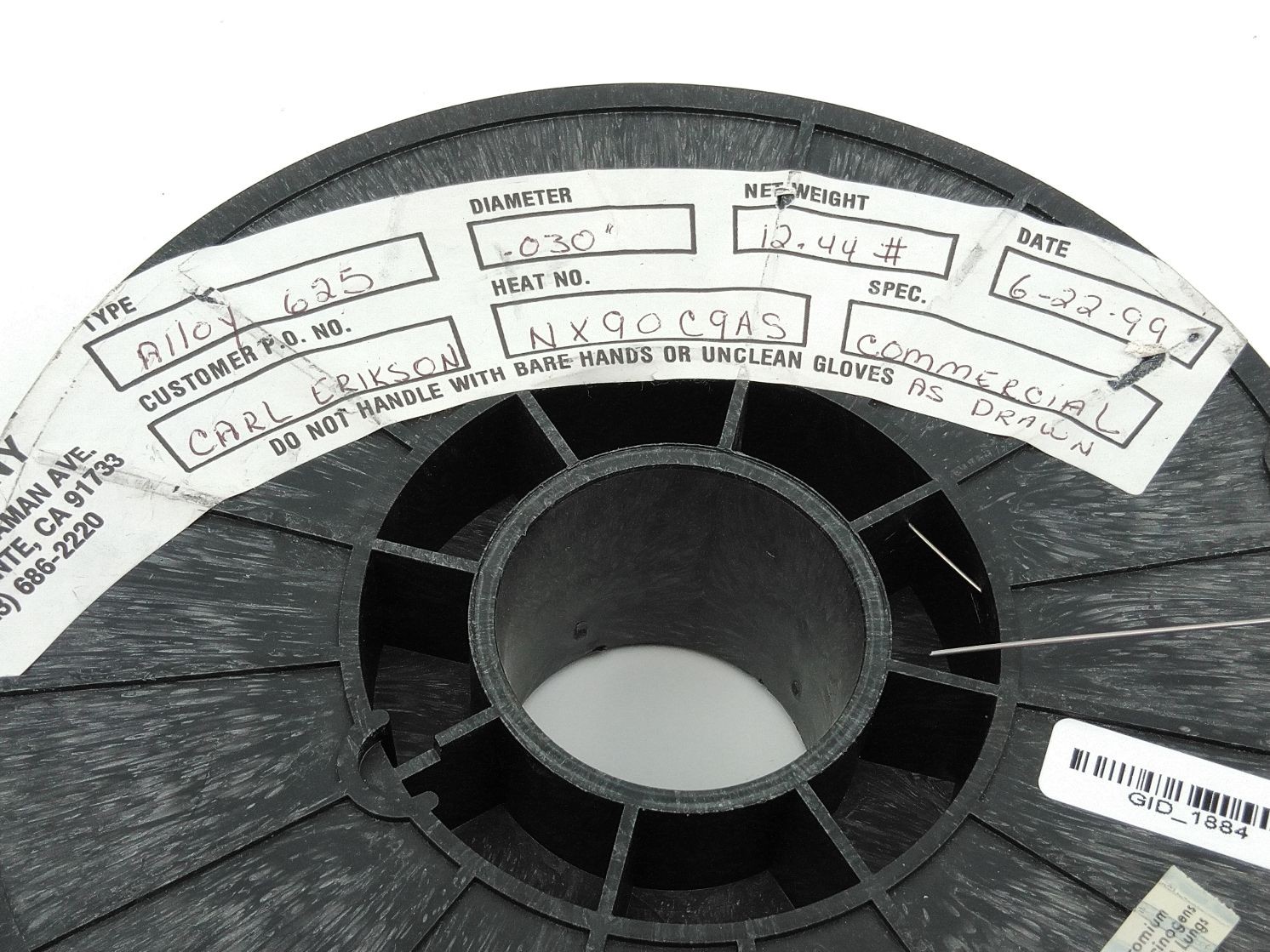 Bob Martin Wire Company Alloy 625 Nickel Welding Wire – 0.030