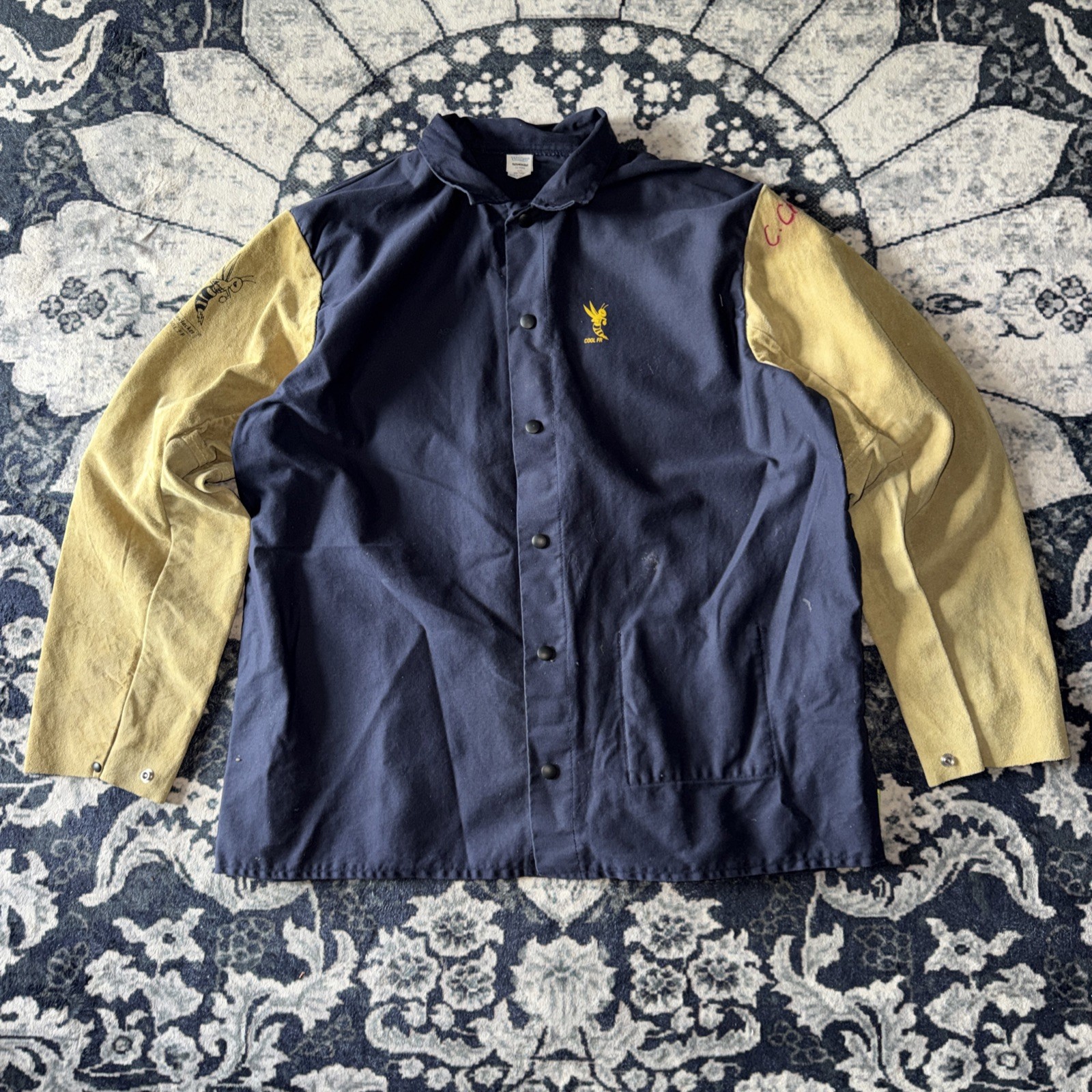 Weldas Yellowjacket Cool FR Welding Shirt 33-8060 Size 2XL Suede Leather Sleeves
