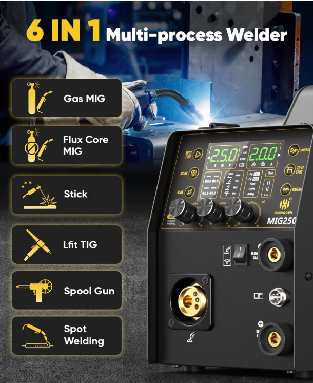 250Amp 2T/4T Gas Gasless MIG / LIFT-TIG/SPOT/Stick MIG Welder for Aluminum,steel