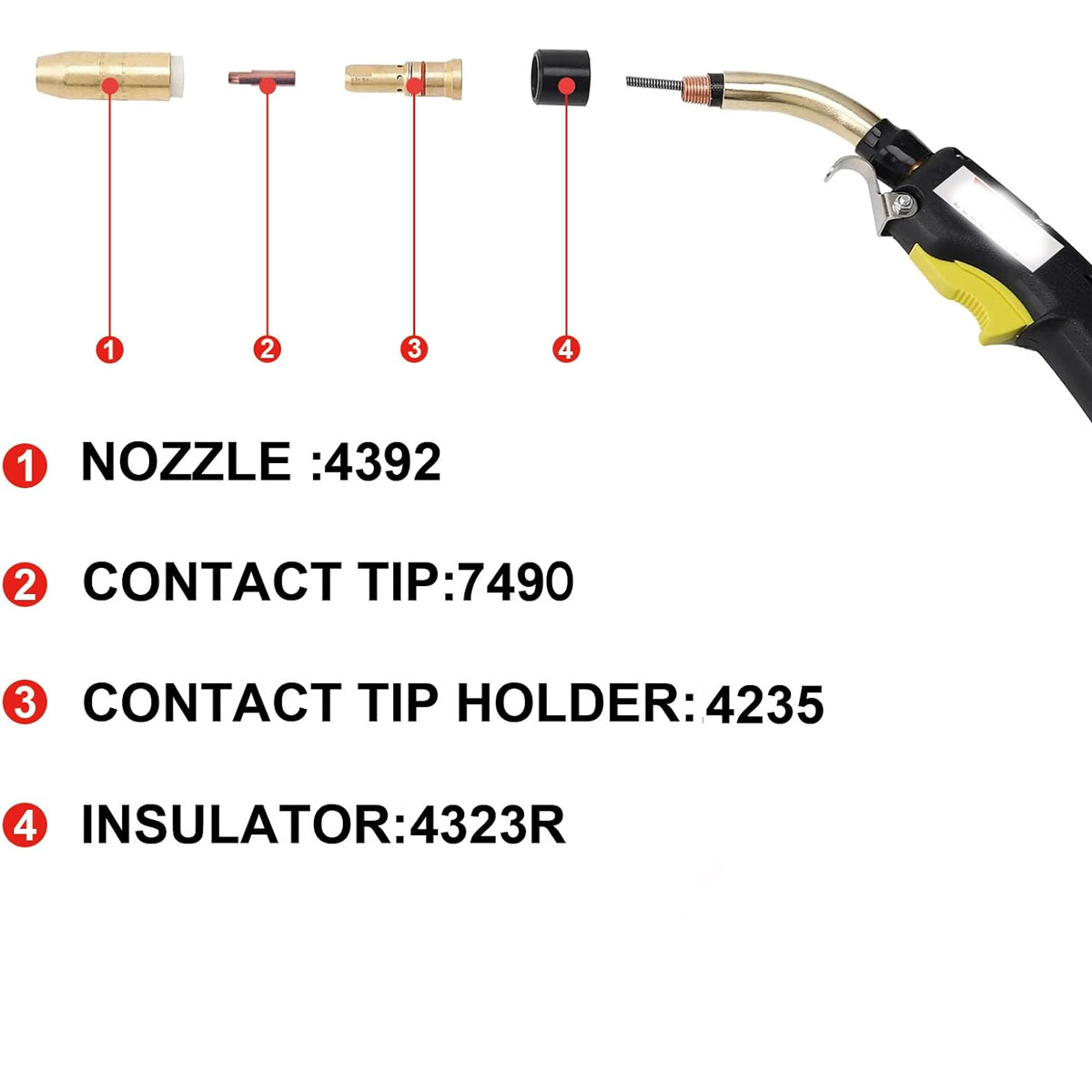 10ft 15ft Mig Welding Gun For Bernard BTB BND200 200A Gun Euro Connector