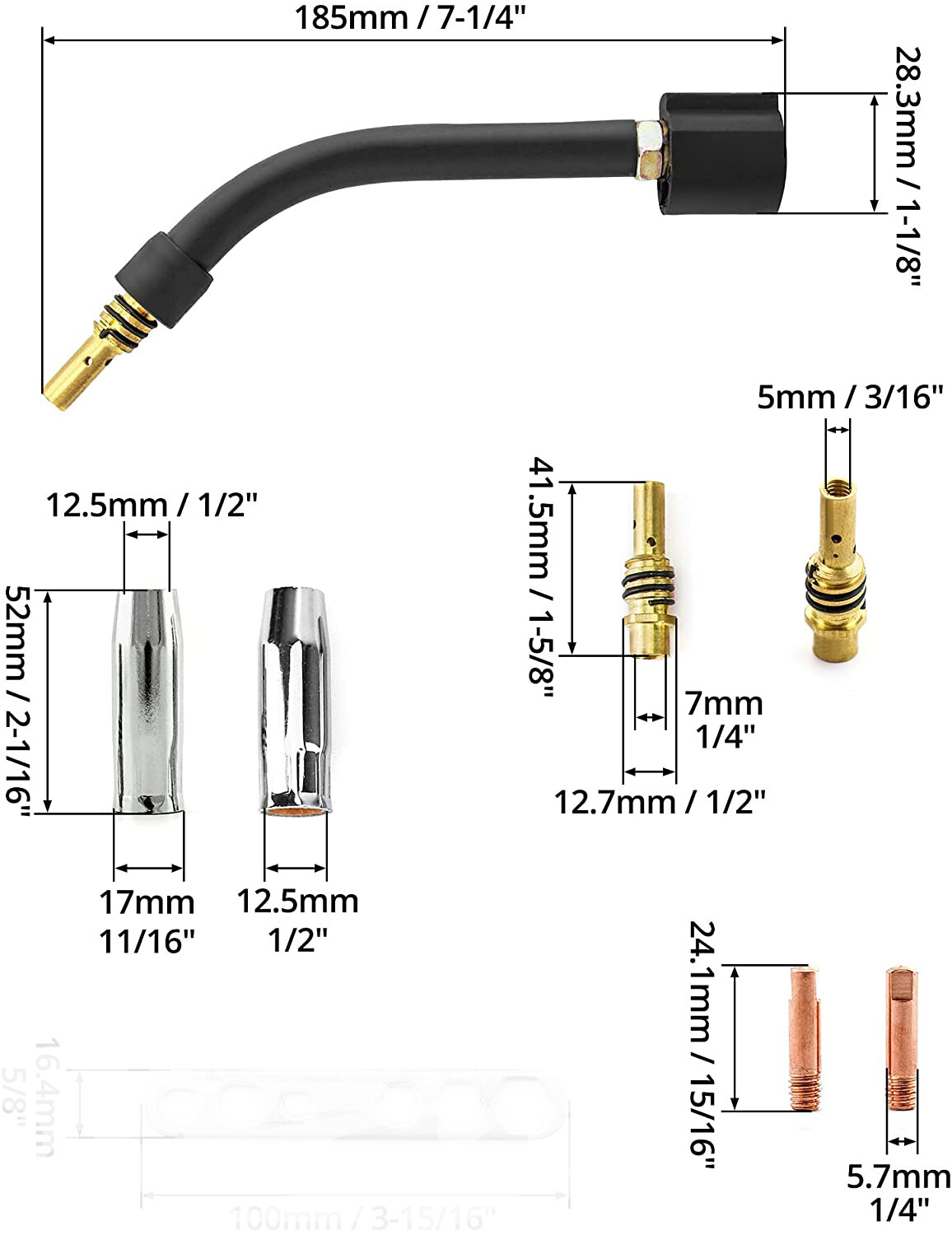 Tips Holder Nozzle kit fits Vulcan 180A MIG Welding Gun 63792 VA-MIGG Parts,15PK