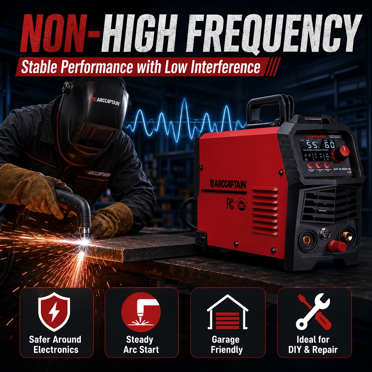 ARCCAPTAIN CUT55 NON-HF Plasma Cutter 55A 110V/220V Dual Voltage 2T/4T