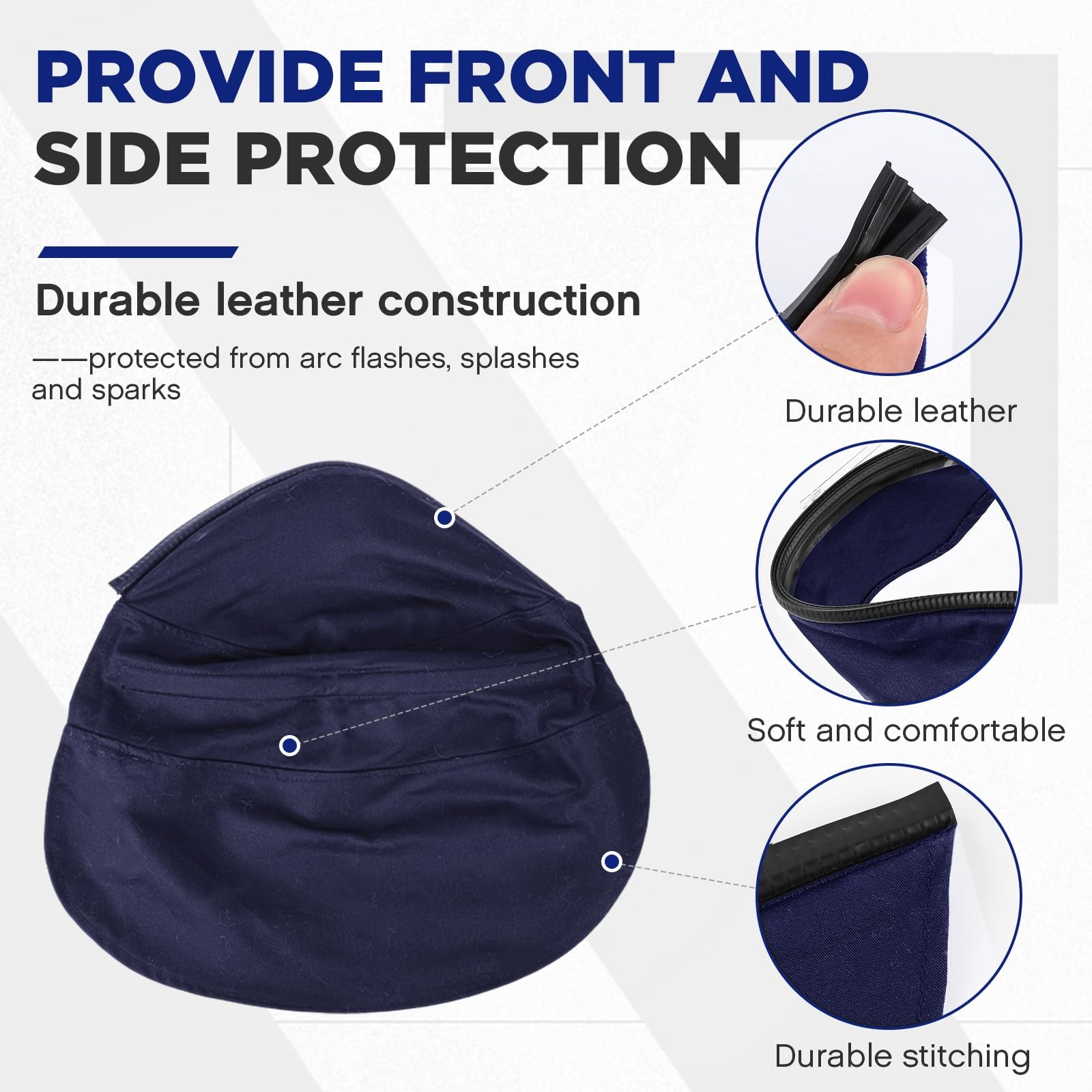 Jecery Welding Helmet Cover Fr Cotton Bib Extended Navy Blue