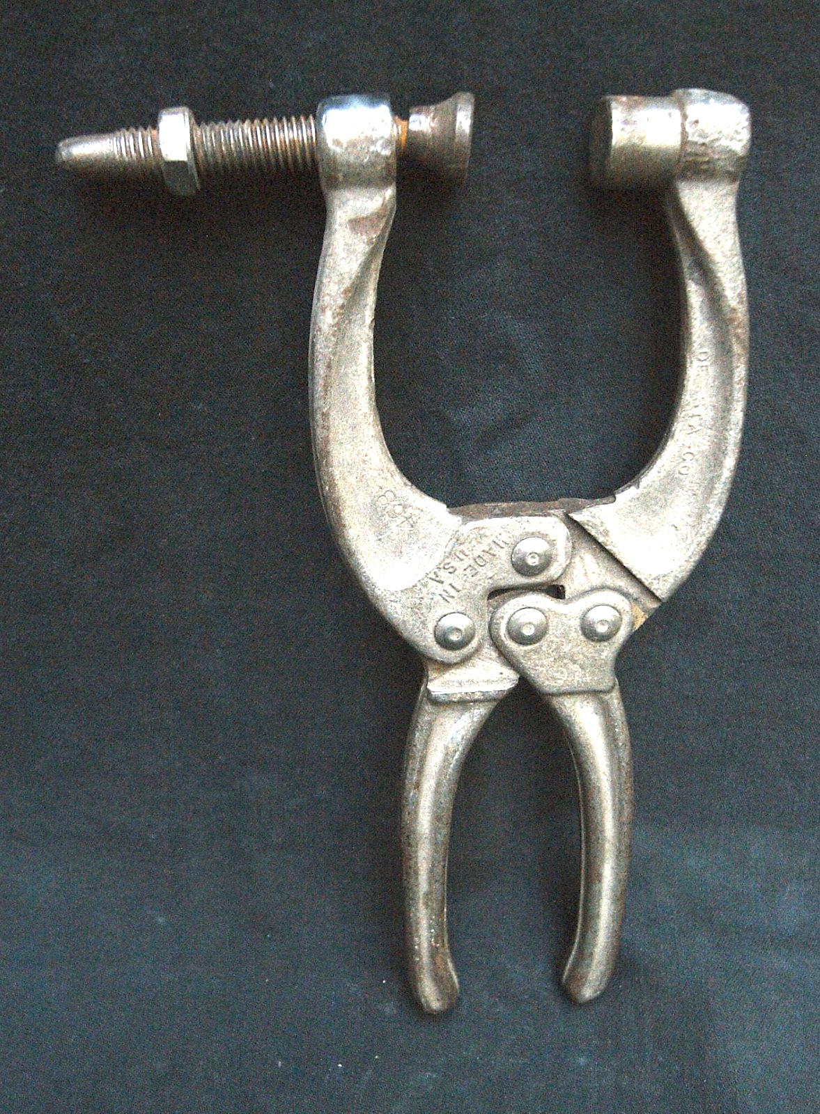 DETROIT STAMPING ADJUSTABLE WELDING CLAMP DA-STA-CO 1 1/2 ” jaws 8″long EX COND.