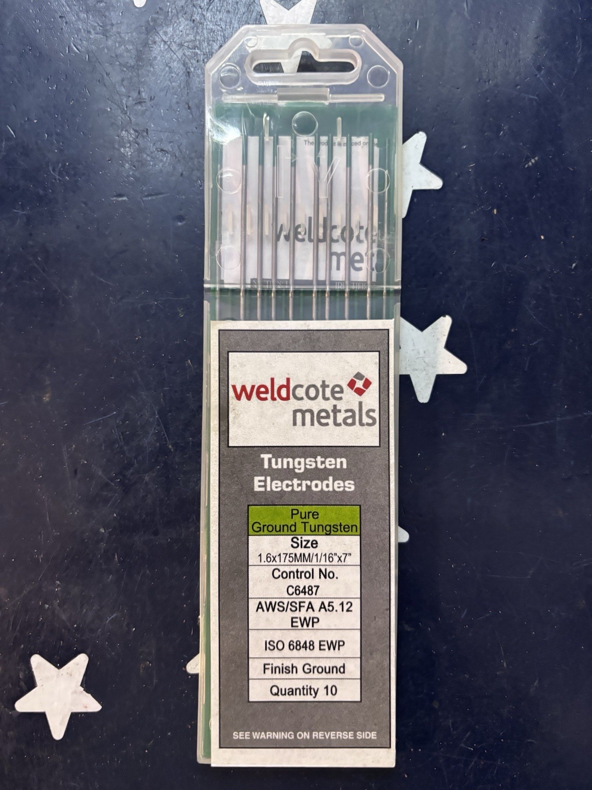 One Pack WELDKOTE 1/16” x 7” Green Pure Tungsten Electrode 10pcs TUNG116X7XPURE