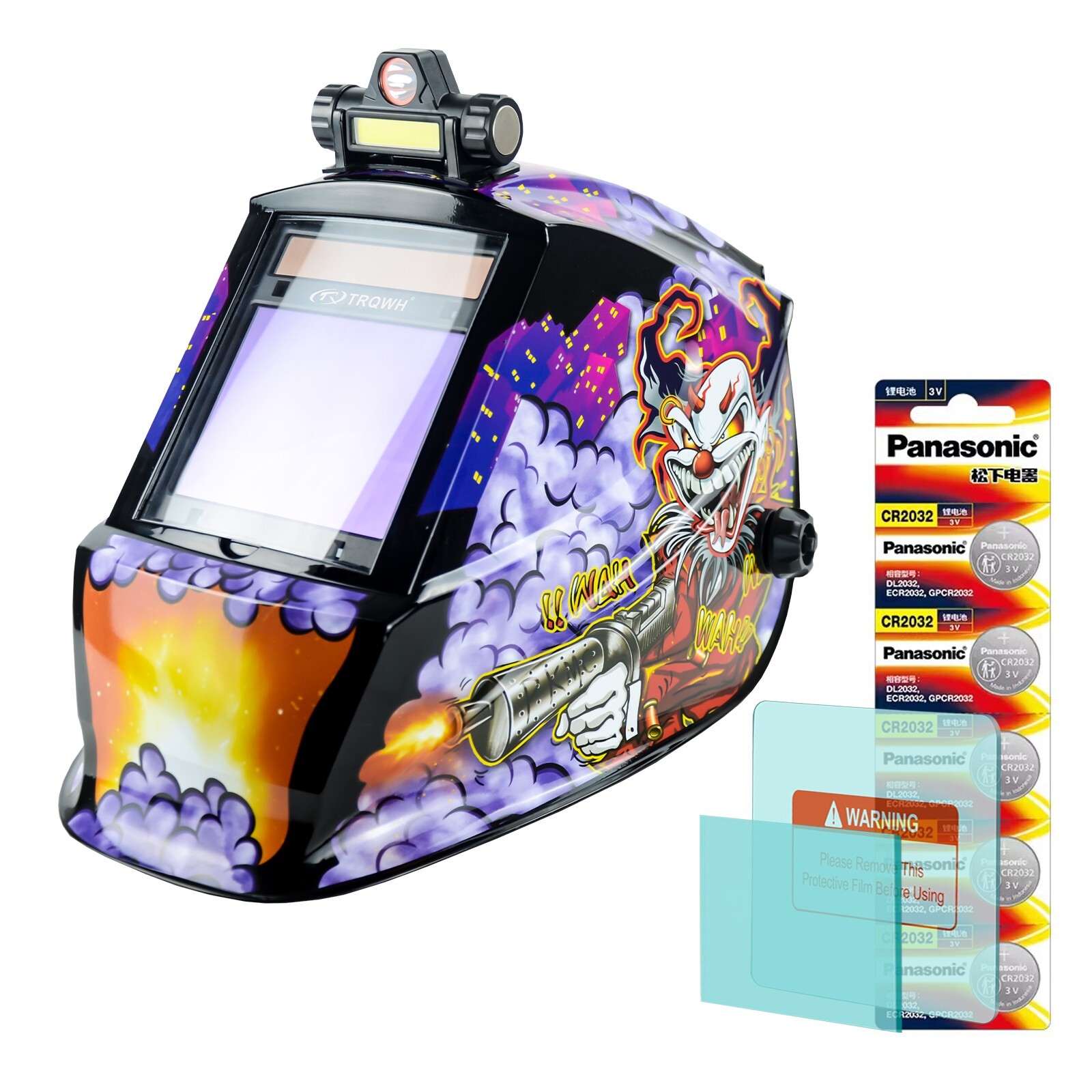 TRQWH Solar Powered Auto-Darkening True Color LED Light Welding Helmet