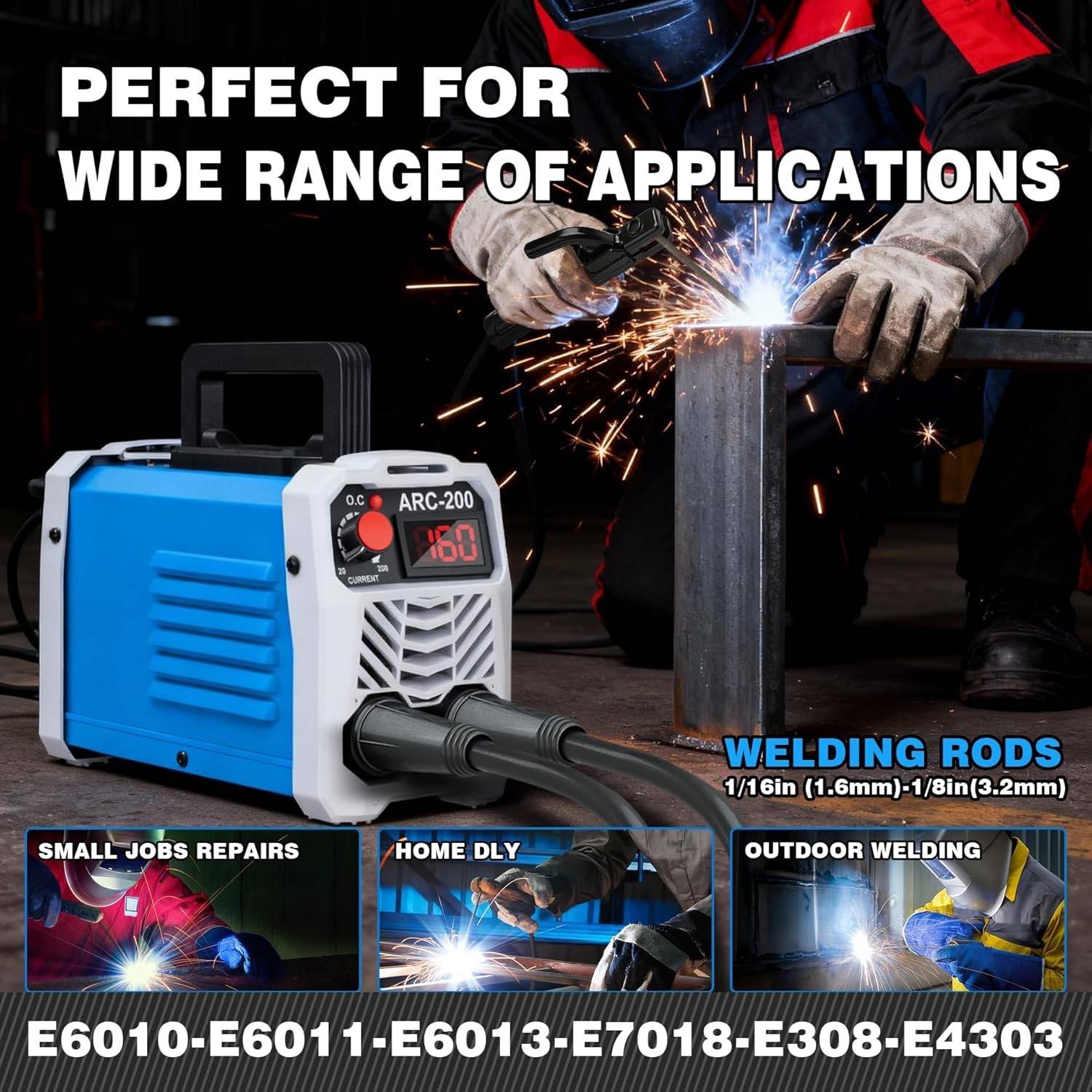 ARC Stick Welder Machine 110V,Mini Portable Welding Machine,200A IGBT Inverter W