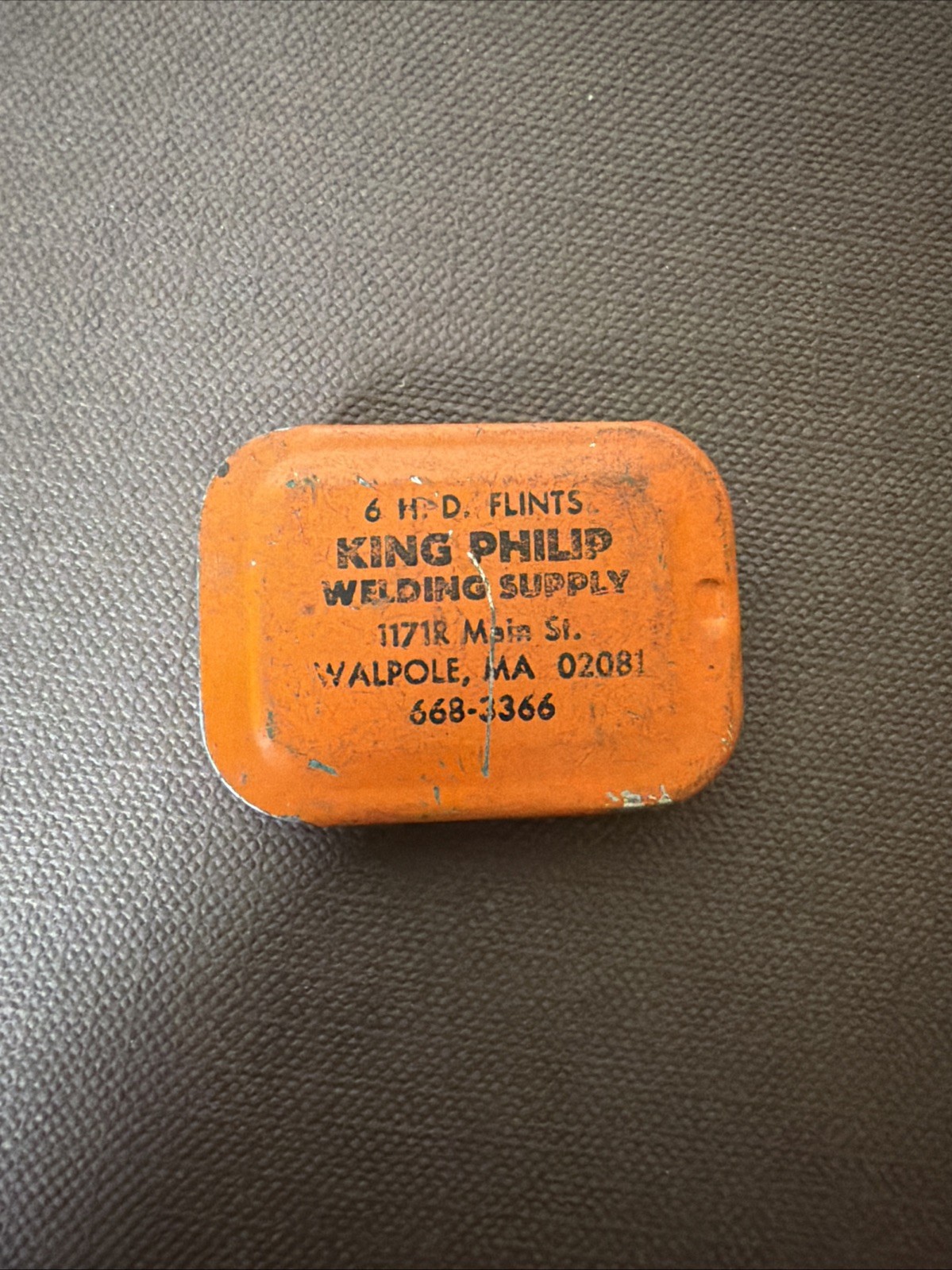 Vintage King Philip Welding Supply Tin w/ 6 HD Flints for Gas Torch Gas Lighter