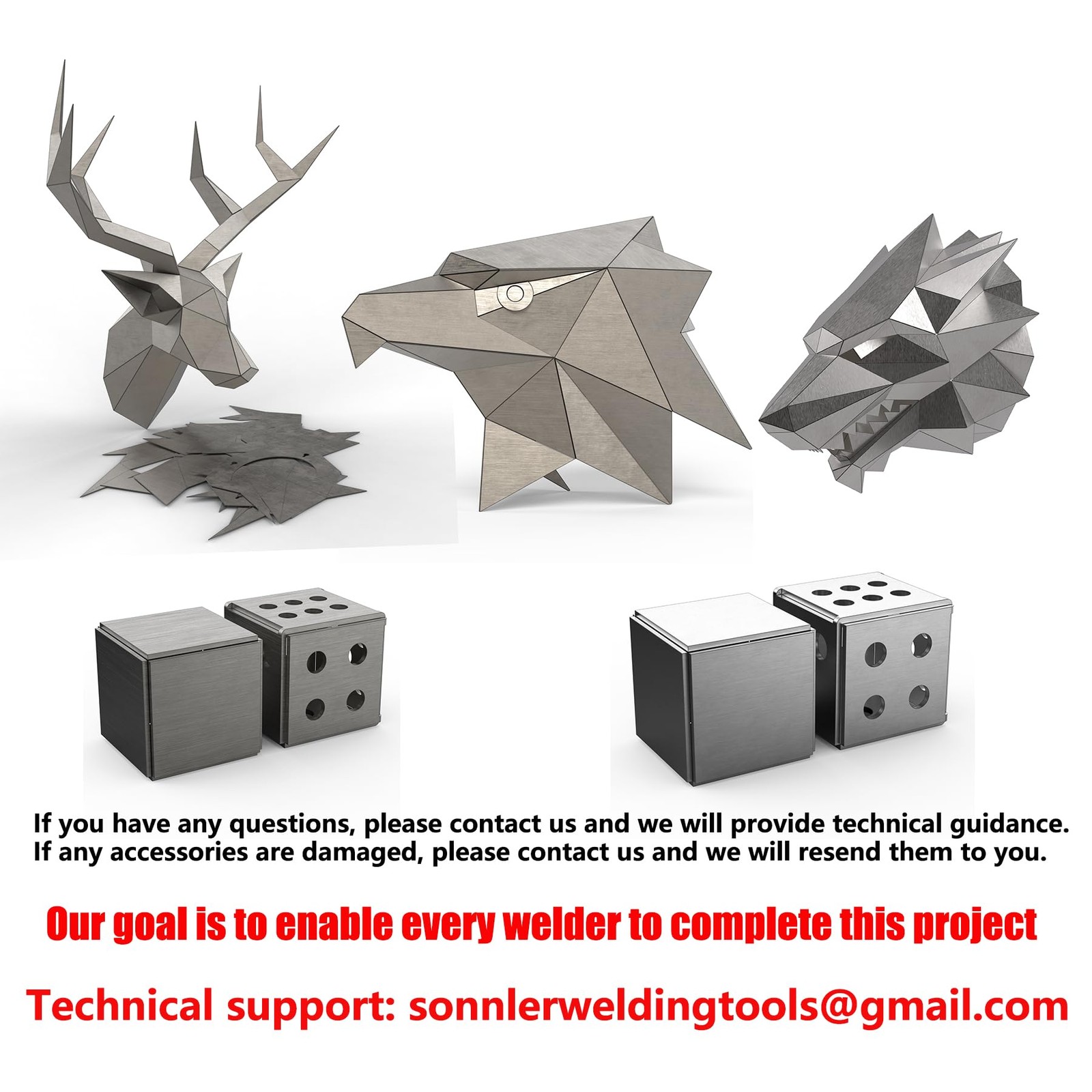 Dire Wolf Head Welding kit For Beginners Practice201 stainless steel Welding