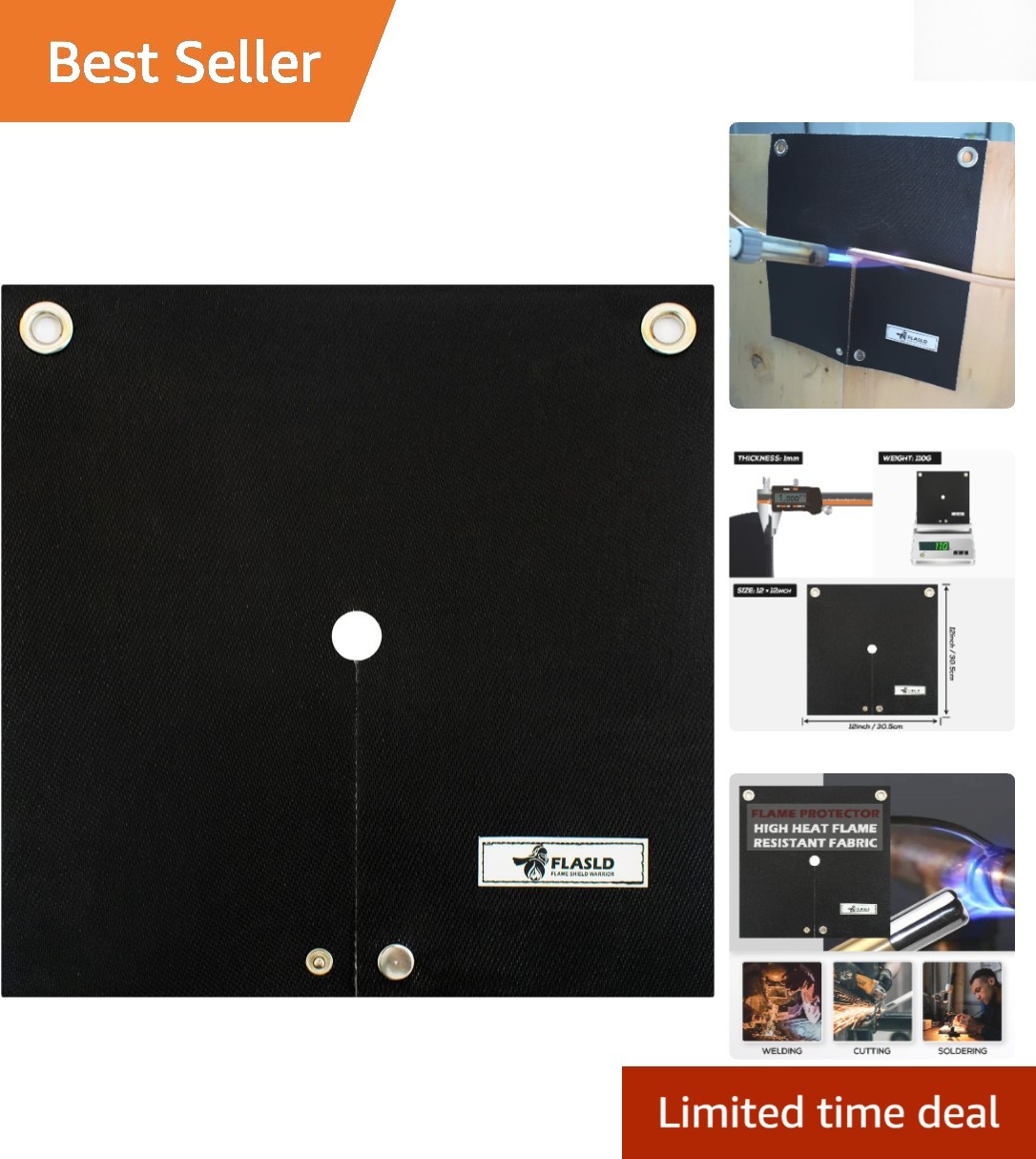 12×12 Welding Blanket & Heat Shield Mat – 1800°F Flame Protector for Soldering
