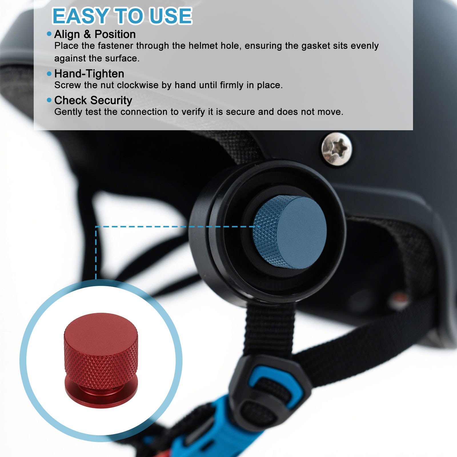Pipeliner Welding Hood Helmet Fastener with Anti-Slip Rubber Cushion, Red
