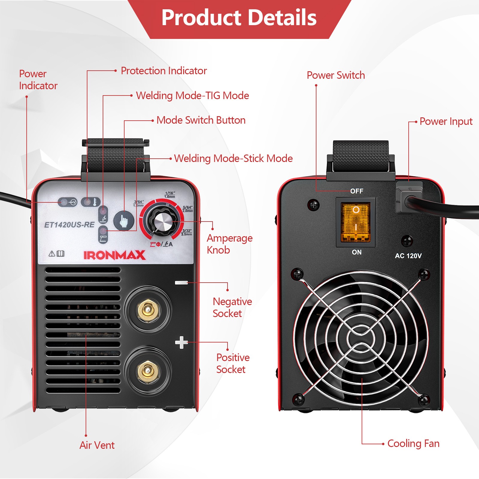 MMA Welder, IGBT Welding Machine 120V & 85A, Portable Arc Welder Kit