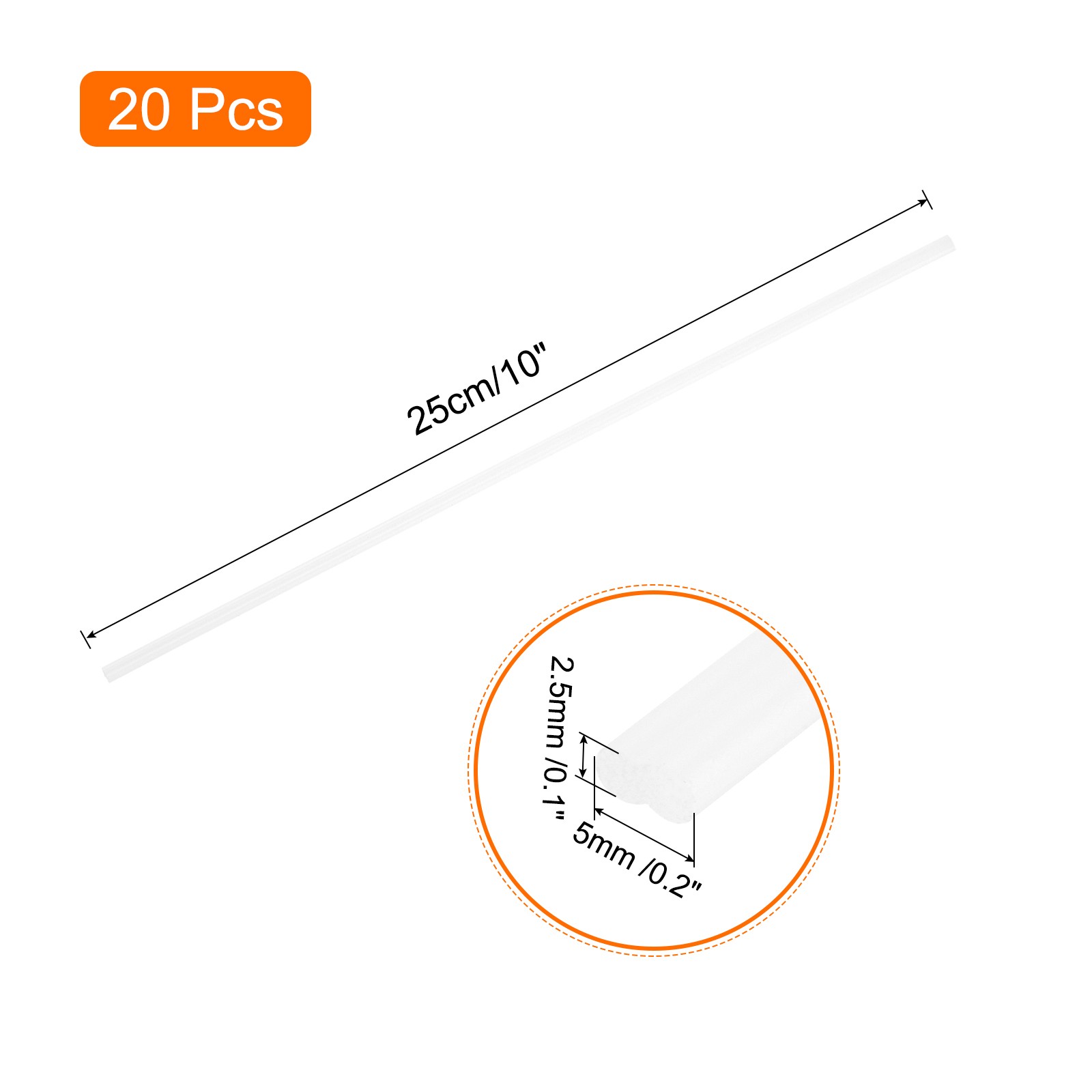 20pcs 10 Inch Plastic Welding Rods PE Welding Strips Welder Rods White