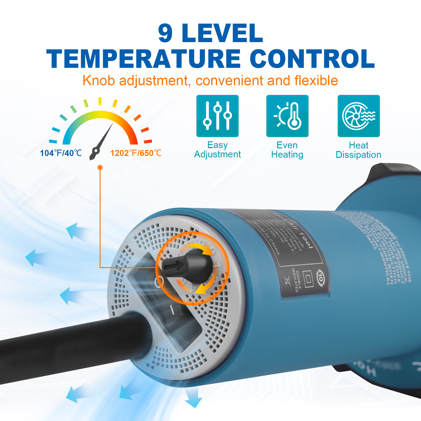 Hot Air Plastic Welder 1600W PVC TPO Vinyl Heat Gun Torch & 9 Accessories