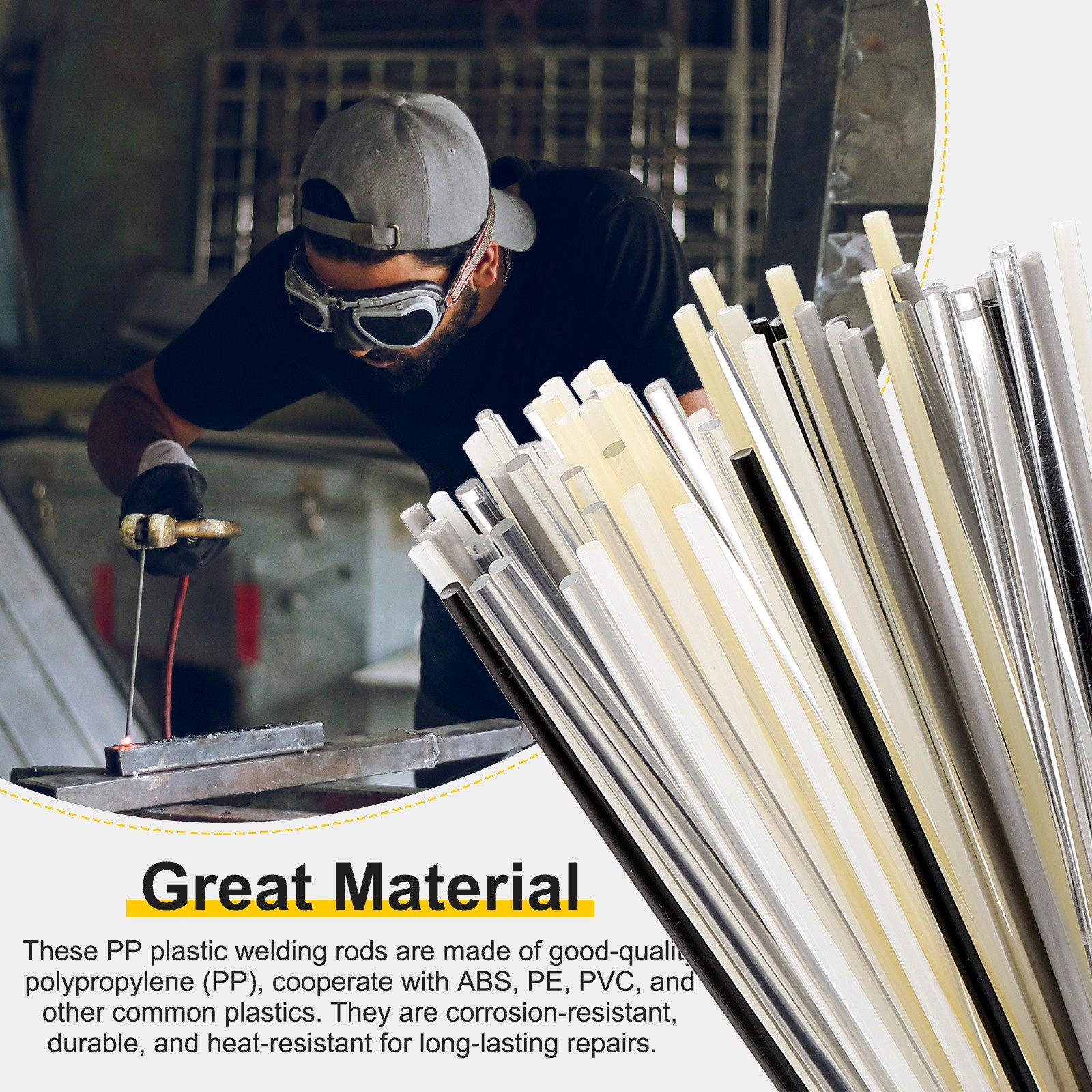 2set(10pcs) Polyurethane Plastic Welding Rods 8inch Round Welding Strips Clear,