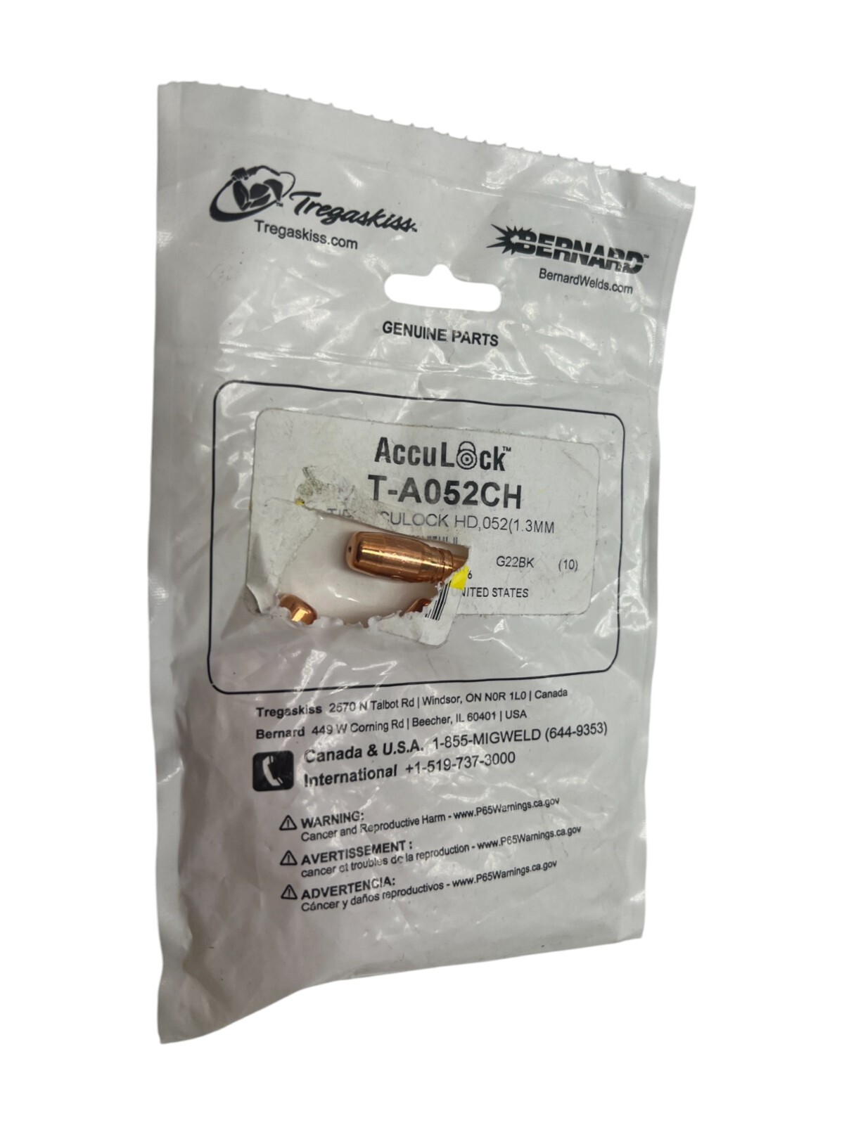 Pack of 10 Bernard T-A052CH Contact Tip Acculock HD .052 (1.4mm)