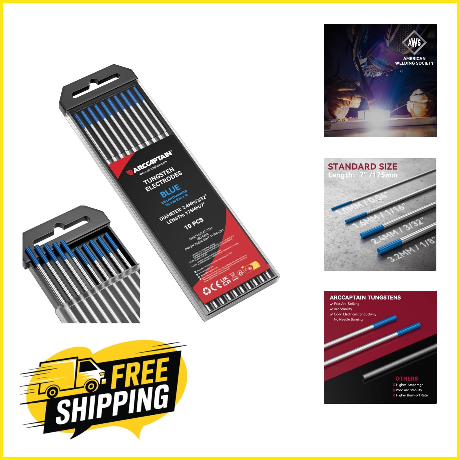 Reliable 10-Pack Blue 2% Lanthanated Tungsten Electrodes – Ideal for TIG Welding
