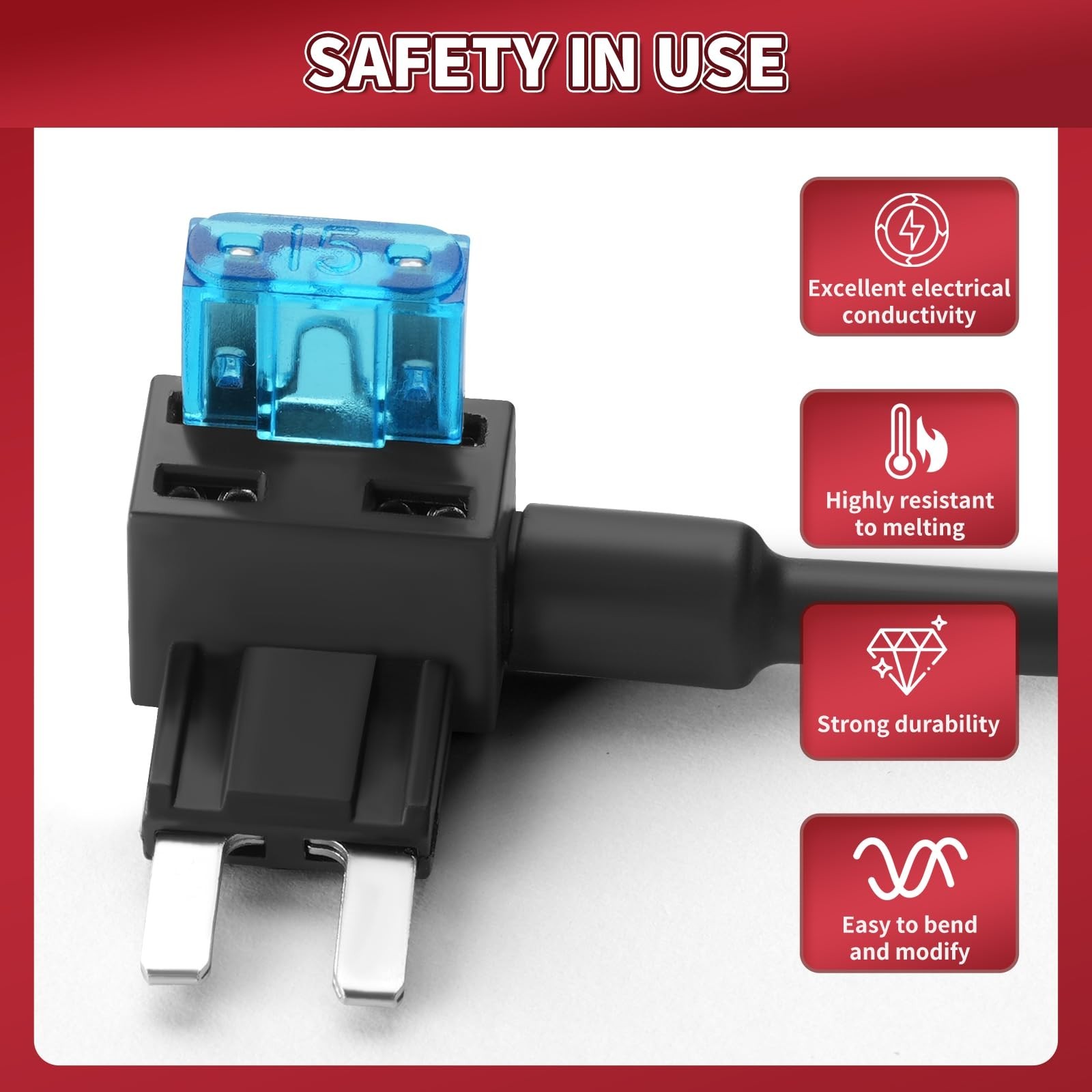3 Pcs Low Profile Mini Fuse Tap 16 AWG, Fuse Taps Automotive 12v 10 Inch Leng…