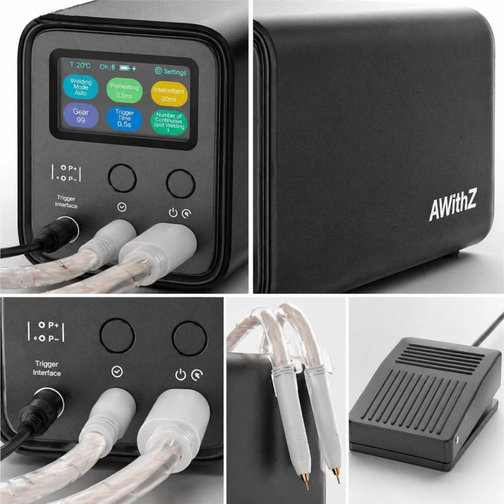 AWithZ Spot Welder Pedal Farad Capacitor 18650 Li Battery Spot Welding Machine