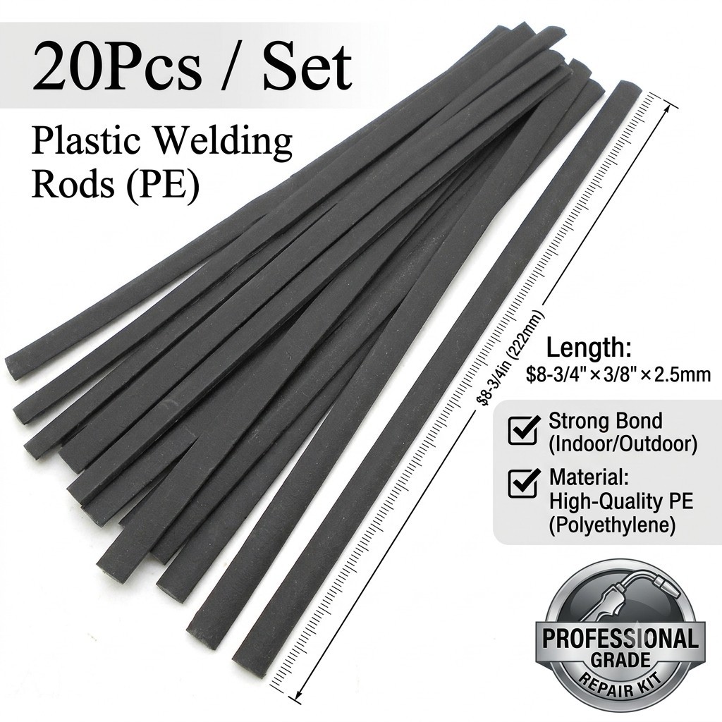 Plastic Welding Rods 20Pcs 2.5mm PE 8-3/4×3/8in Strong Bond Indoor Outdoor Kit