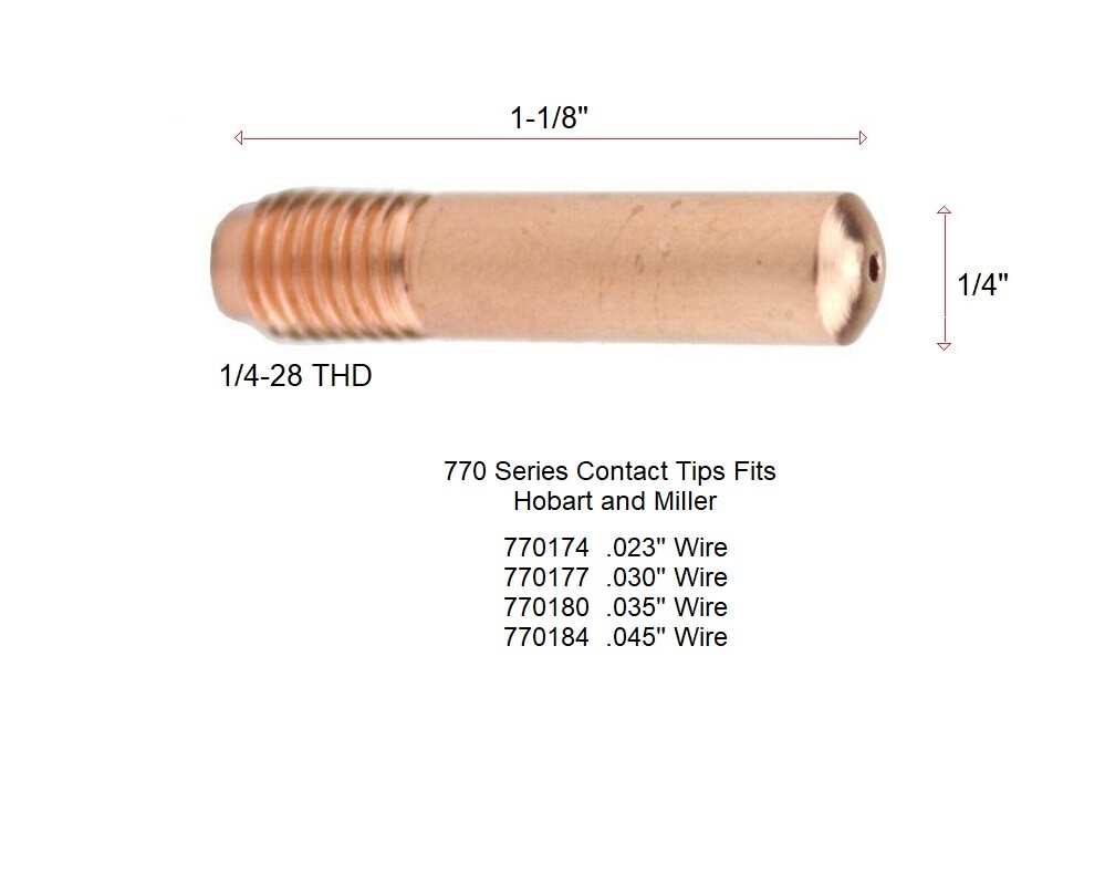 MIG 770180 .035″ Welding Contact Tip for Hobart and for Miller 000068 PK of 25