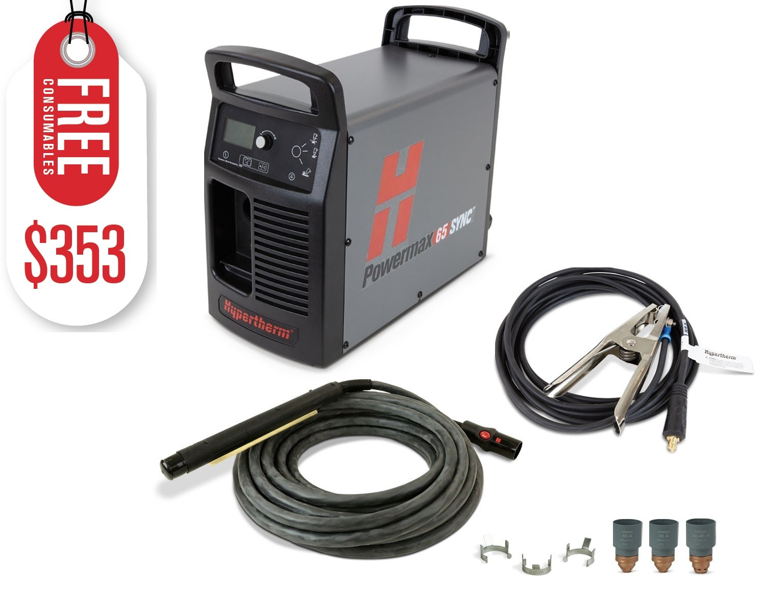 Hypertherm Powermax 65 SYNC Plasma Cutter CPC Port, 25 ft. Machine Torch 083349