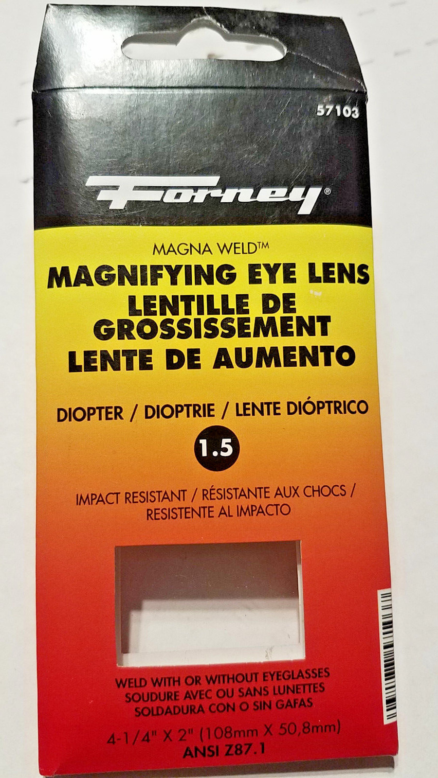 FORNEY #57103 Clear MAGNIFYING EYE 1.50 LENS 4.25 X 2″ ANSI Z87.1 – NEW