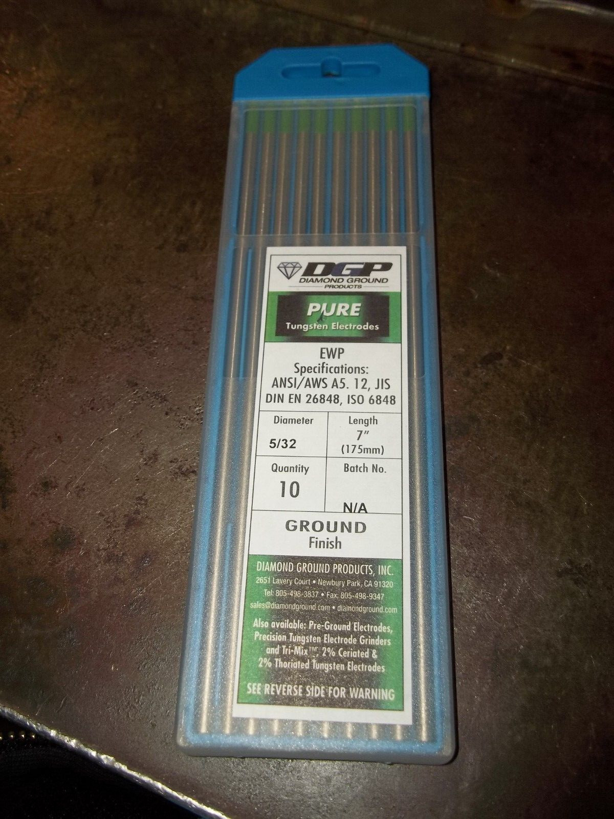 LOT OF 10 DIAMOND GROUND PRODUCTS TUNGSTEN ELECTRODES 5/32″ X 7″ (263-2)