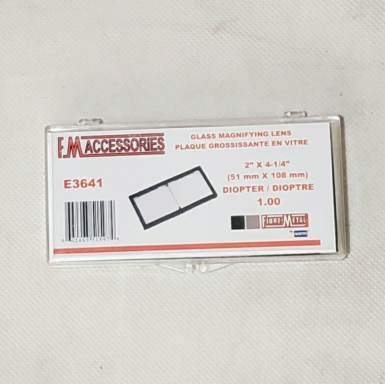 Fibre-Metal Glass Magnifying Lens 1.0 Diopter 2″ x 4 1/4″ E3641