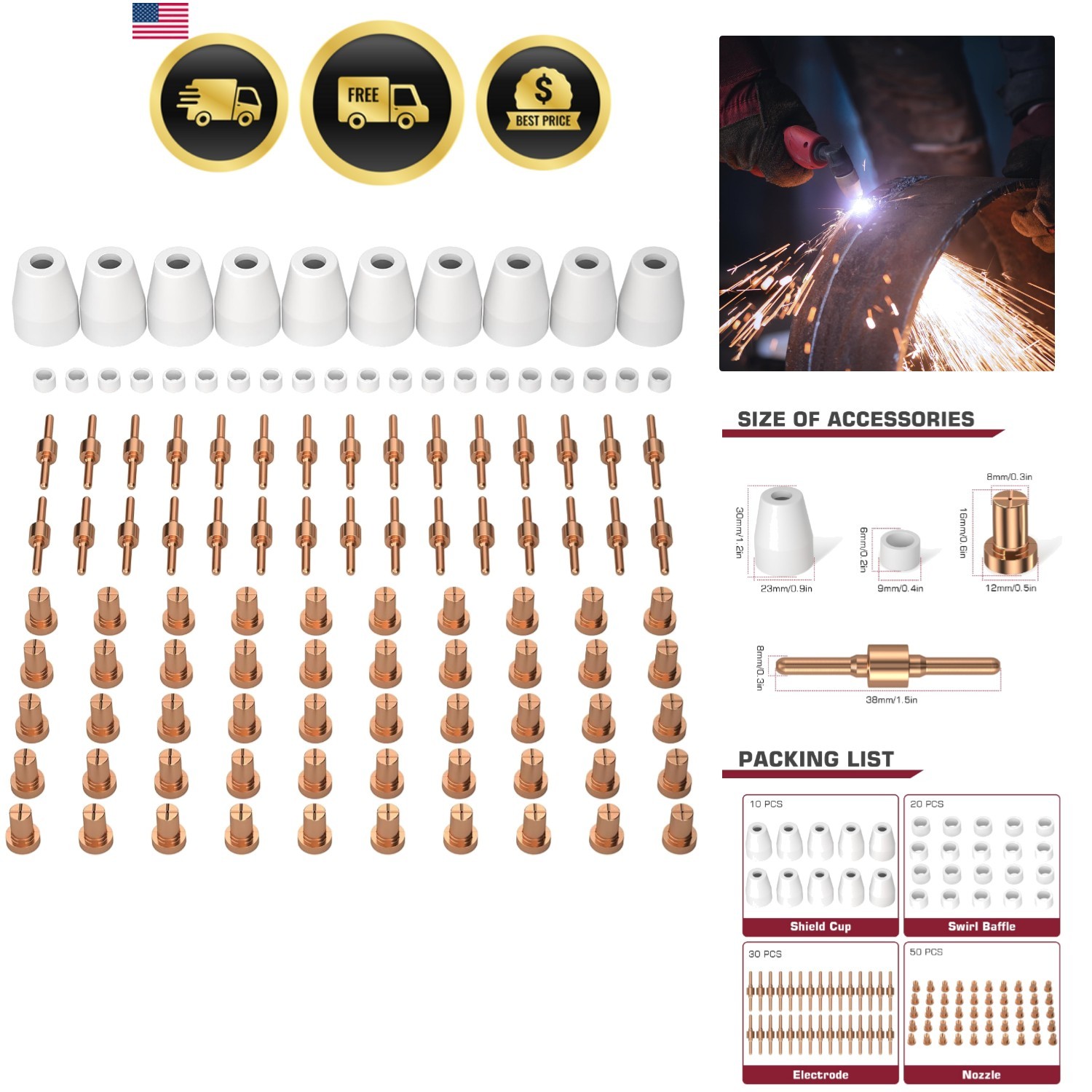 PT31 Plasma Cutting Consumables Fit CUT-45 CUT-50 CT-312 MP with Plasma Cutte…