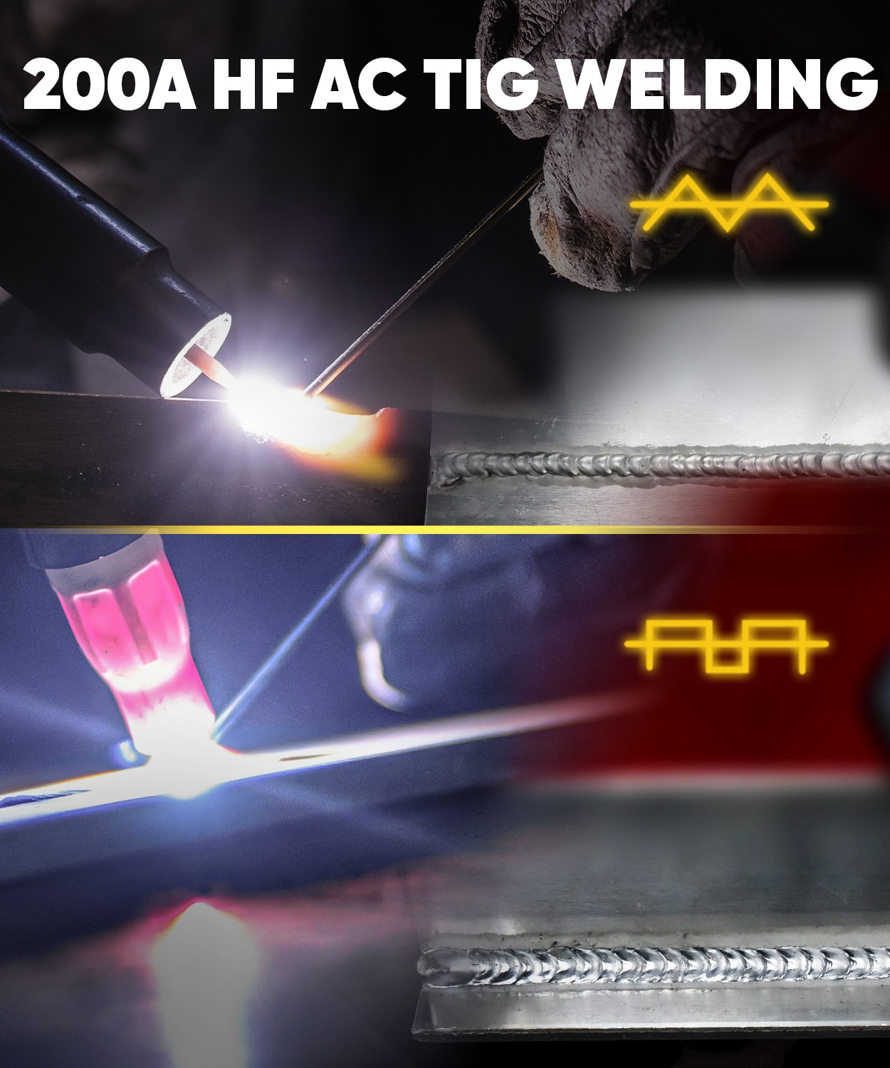 200A AC/DC Aluminum TIG Welder with Pulse TIG/HF TIG/Pulse TIG/SPOT TIG/Stick