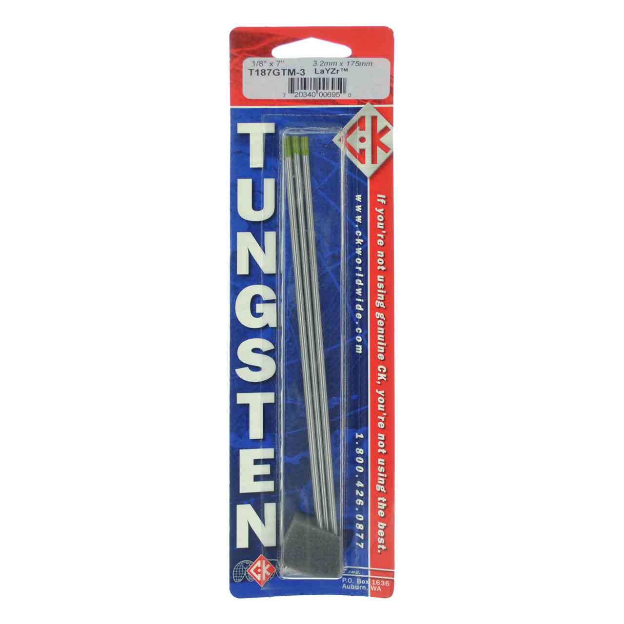 CK T187GTM-3 LaYZr Tungsten Electrode 1/8″ x 7″ 3 pack