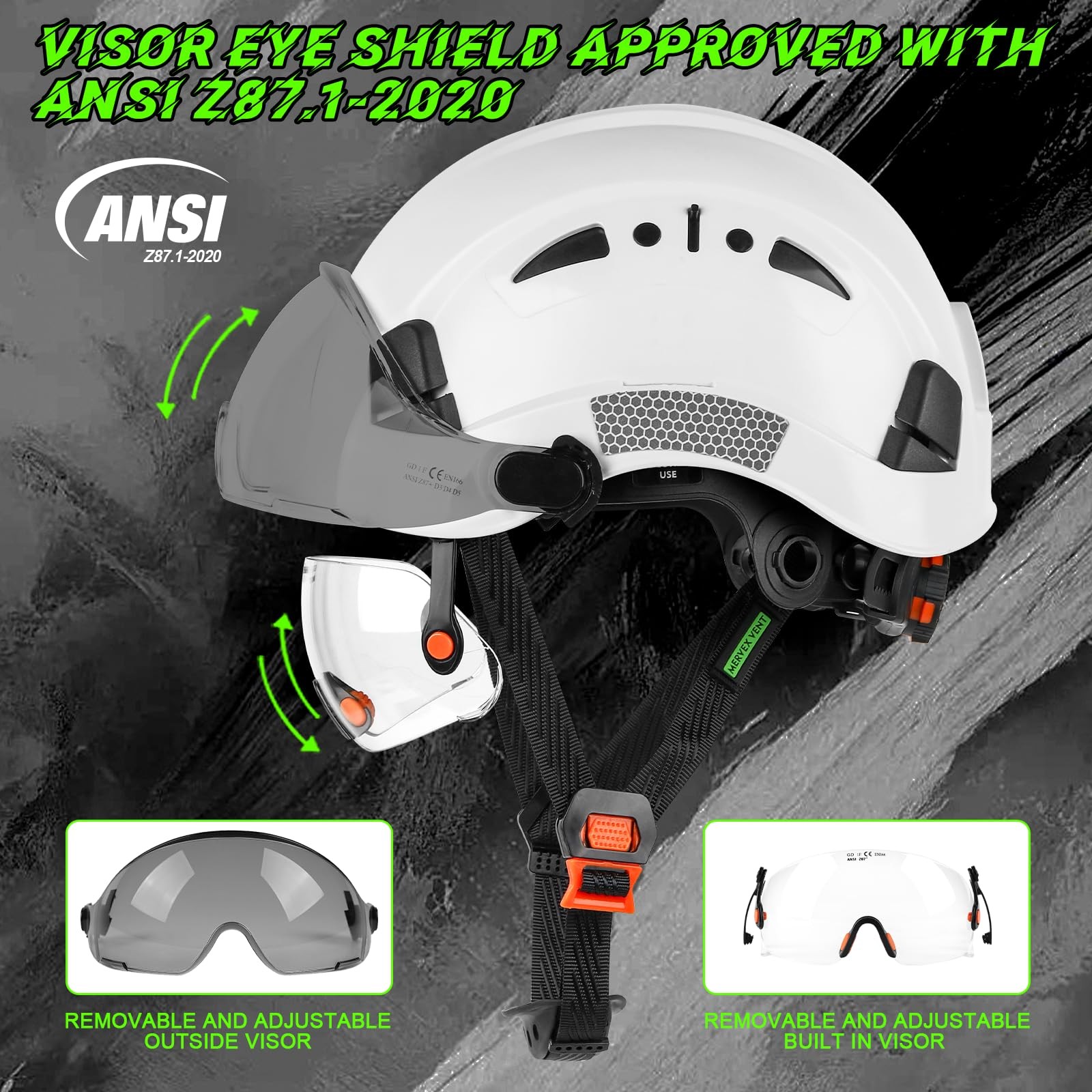 Safety Hard Hat with Tinted & Clear Visor Vented Construction Helmet Cascos d…