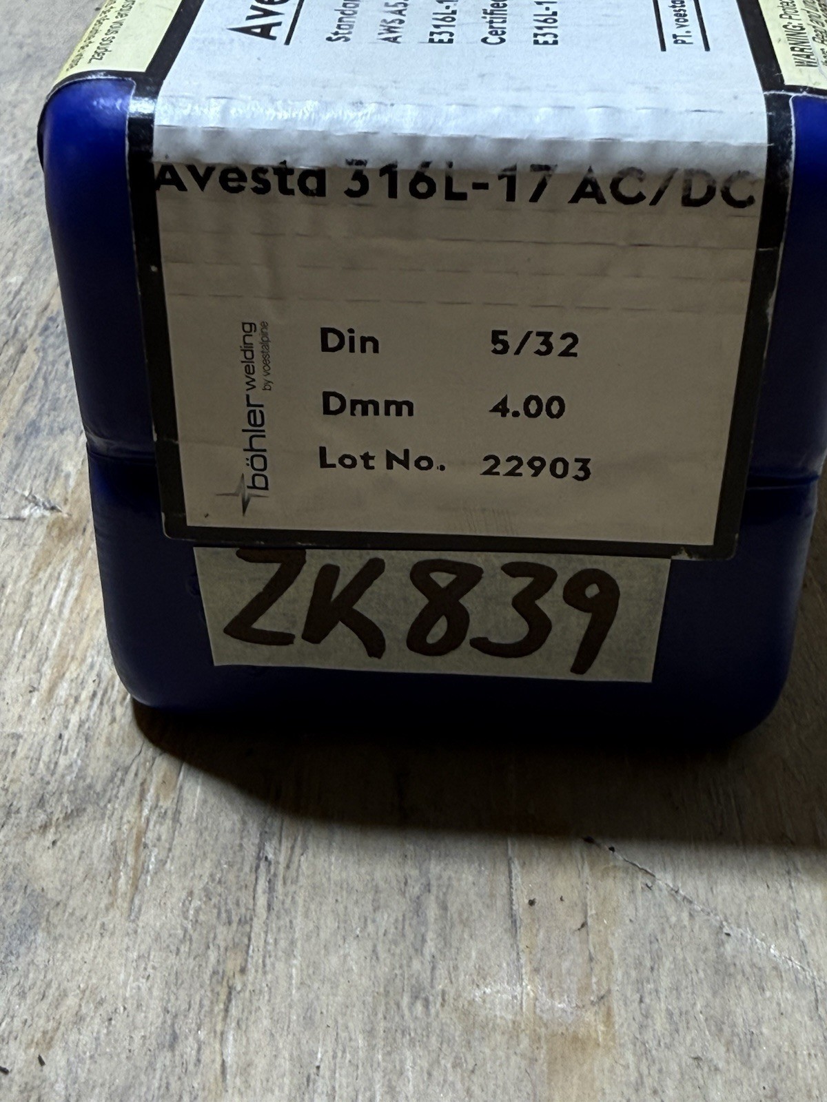 Avesta 316L-17 AC/DC 316 SS welding rod, 3/32″ X 12″ 10 LB – 53930 New