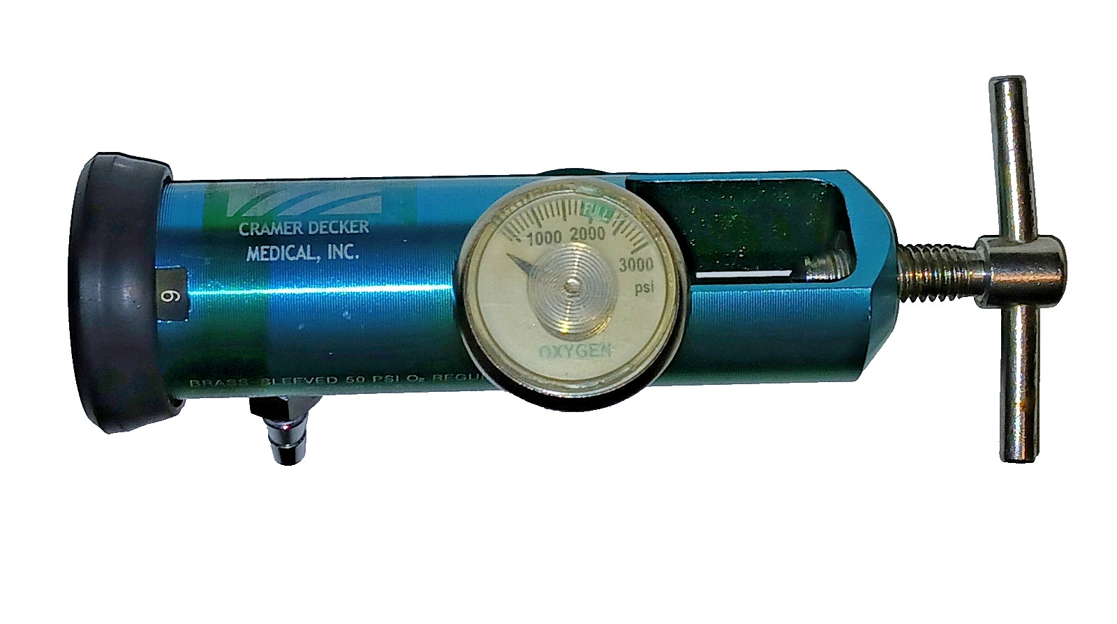 BRASS SLEEVED 50 PSI OXYGEN REGULATOR CRAMER DECKER MODEL AREG8708