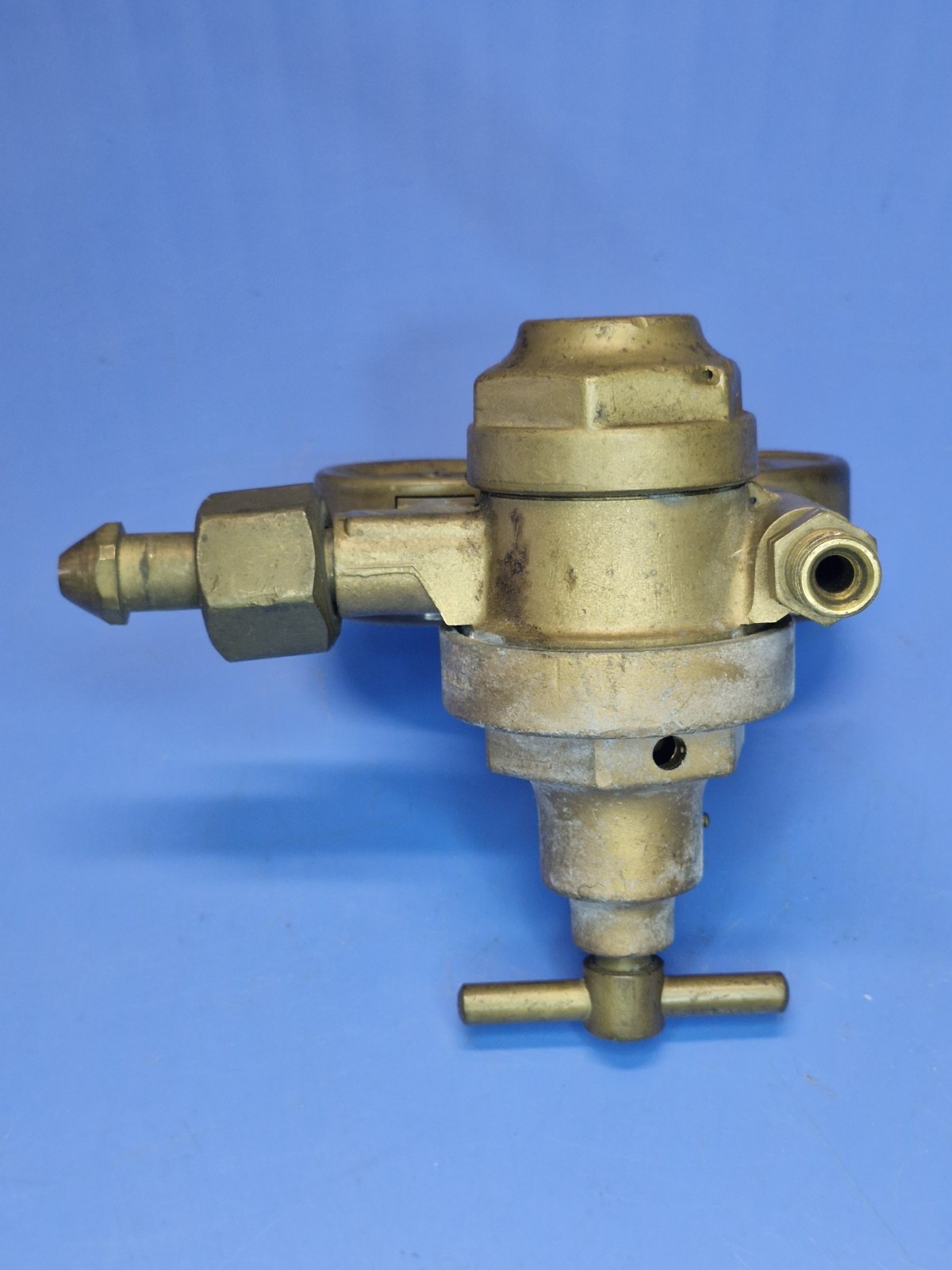 Vintage Brass Gas Pressure Regulator Dual Gauges 0–600 PSI 0–30 PSI