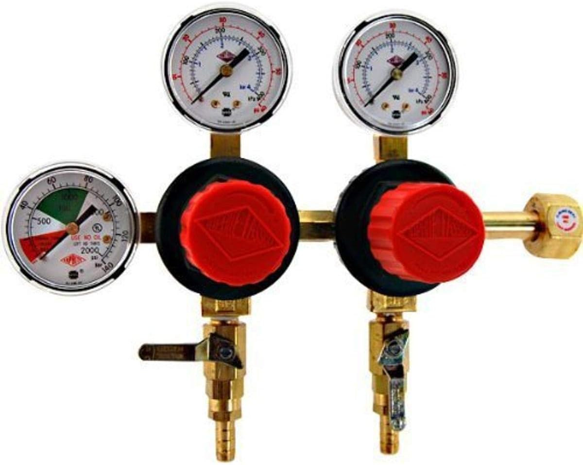 Separate Pressure Adjusting 2 Product CO2 Regulator