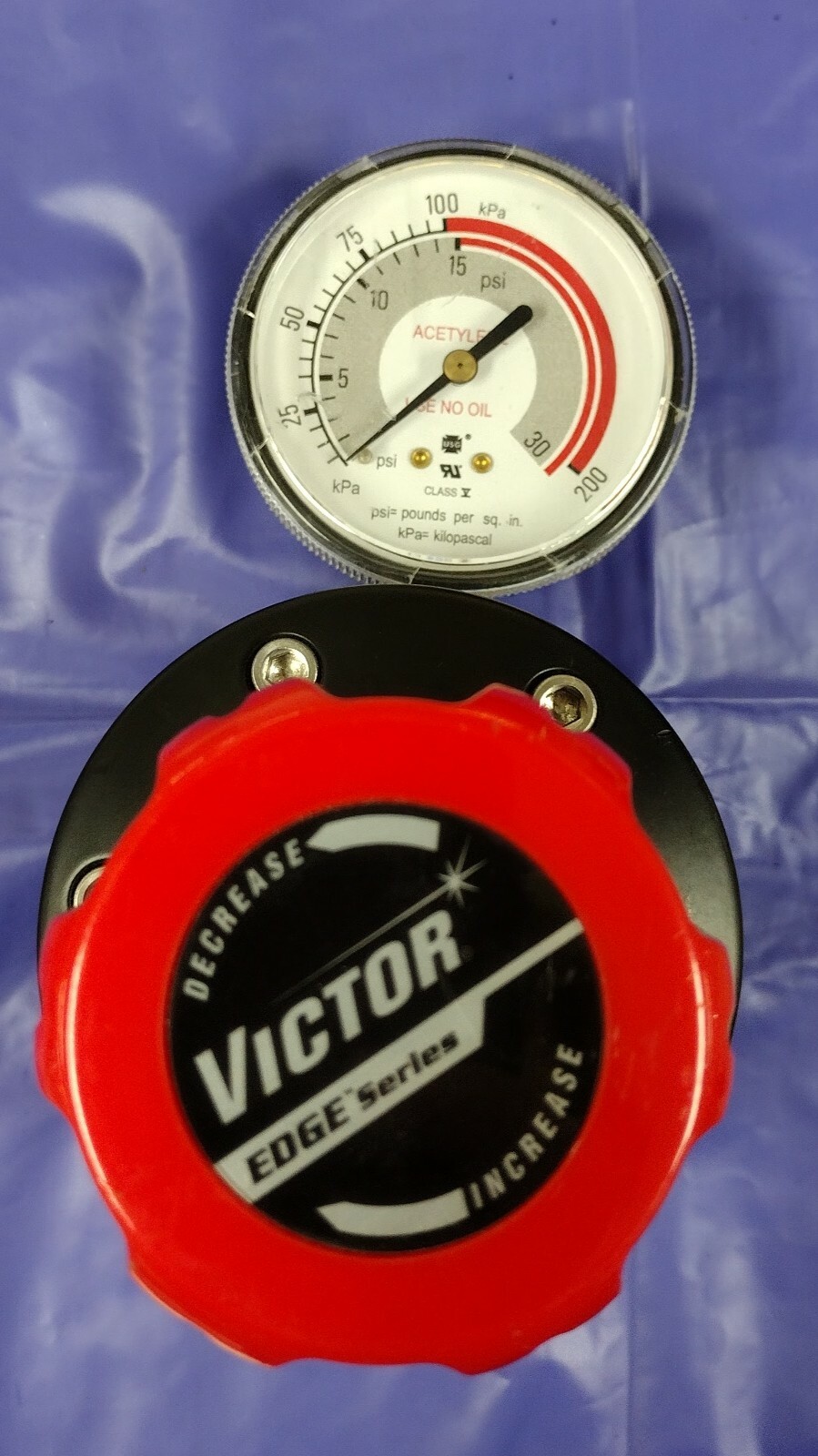 VICTOR ESL4-15-250A ACETALYNE PIPELINE REGULATOR 350 MAX PSIG 0-30 PSI INDICATOR