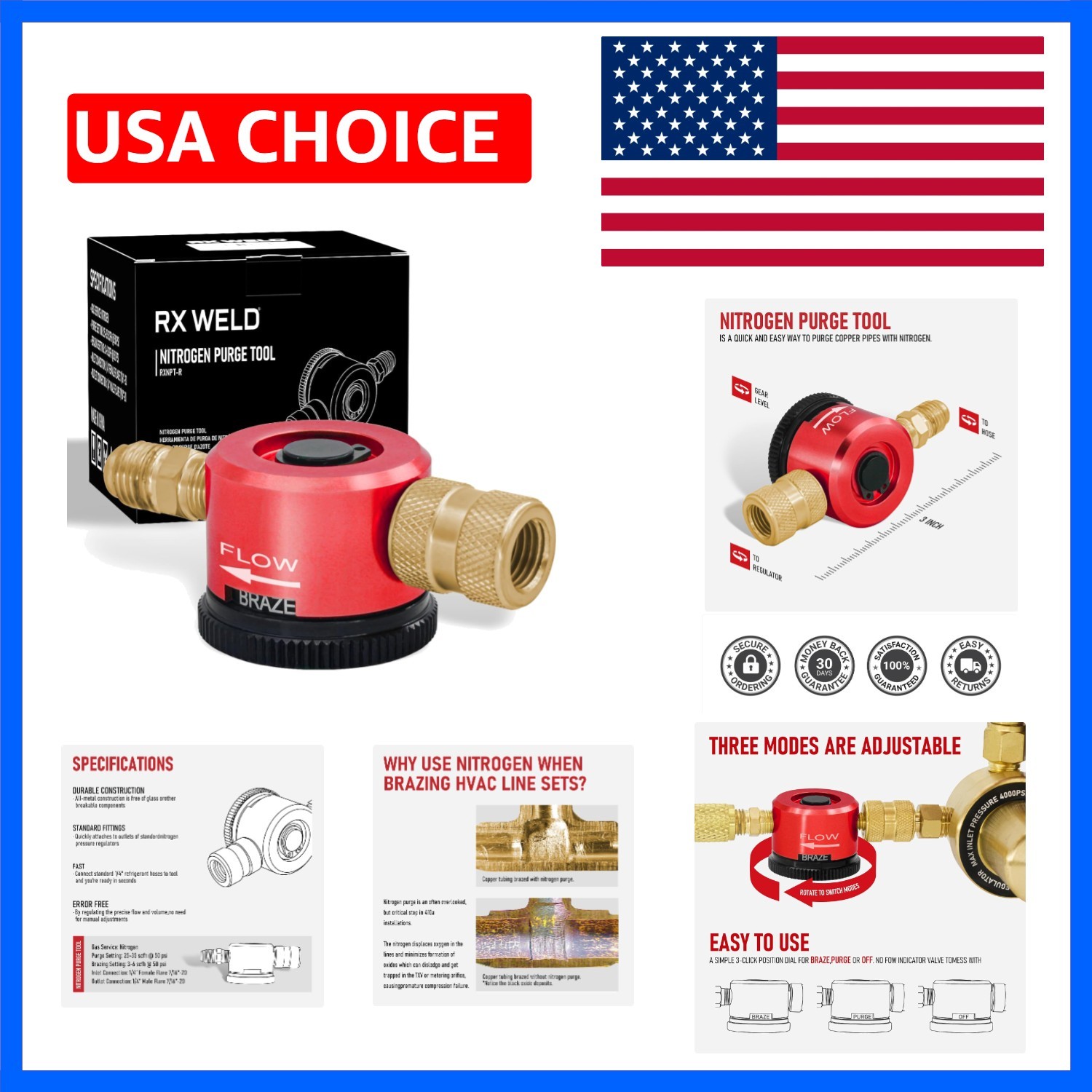 Nitrogen Purge Tool, HVAC Brazing Regulator | 50 PSI Inlet for Smooth Purging…