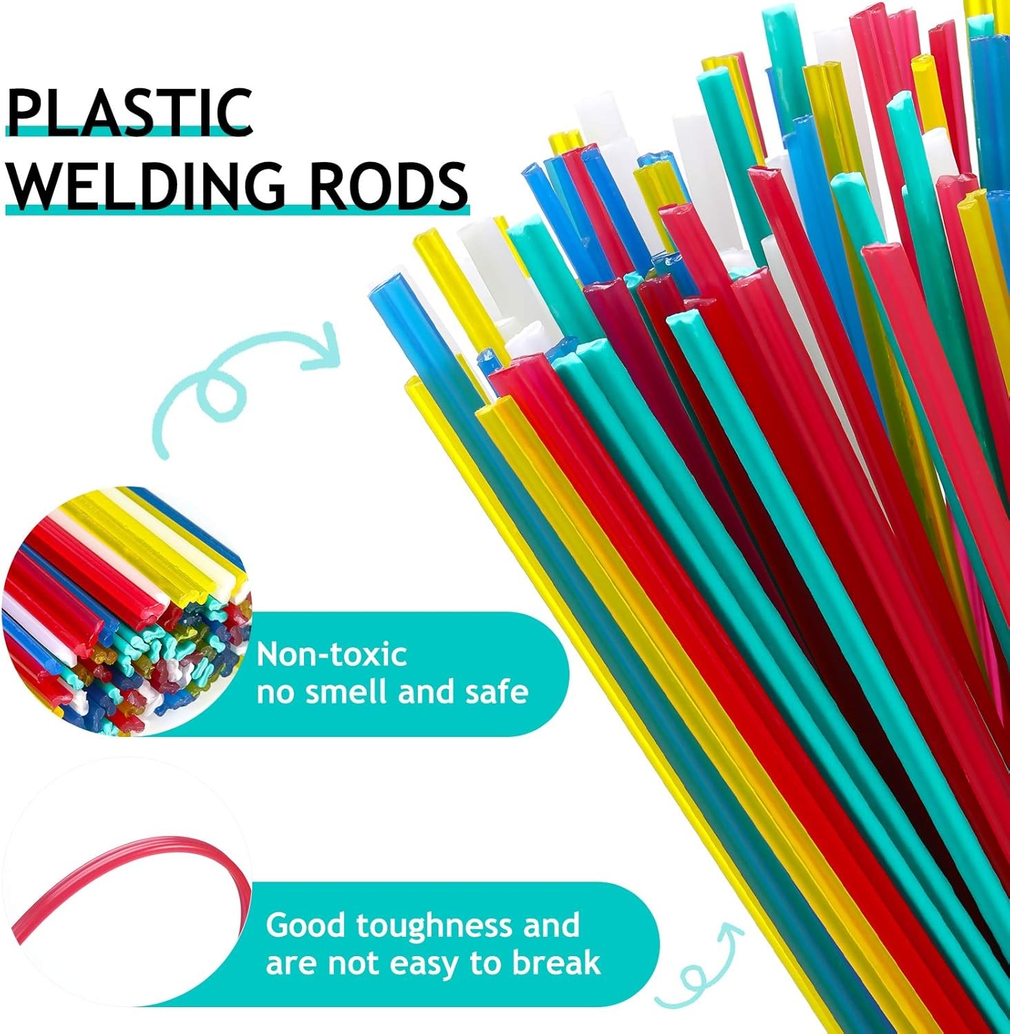 100 Pieces Plastic Welding Rods 7.9 Inch PP/PVC/PPR Welder Repair…